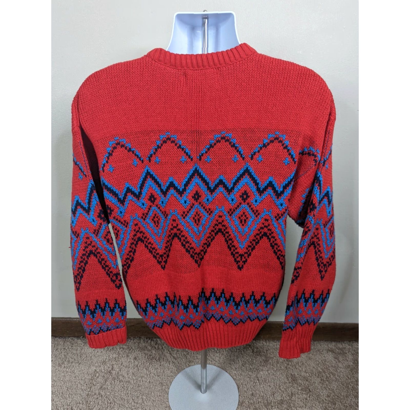 Vintage VINTAGE The Boston Sweater Red Men's Crewneck Pullover Thick Fair Isle Crewneck Christmas 90s Winter Nordic Wool/Cotton Heavyweight Relaxed Size M/S8C Size US M / EU 48-50 / 2 - 3 Thumbnail