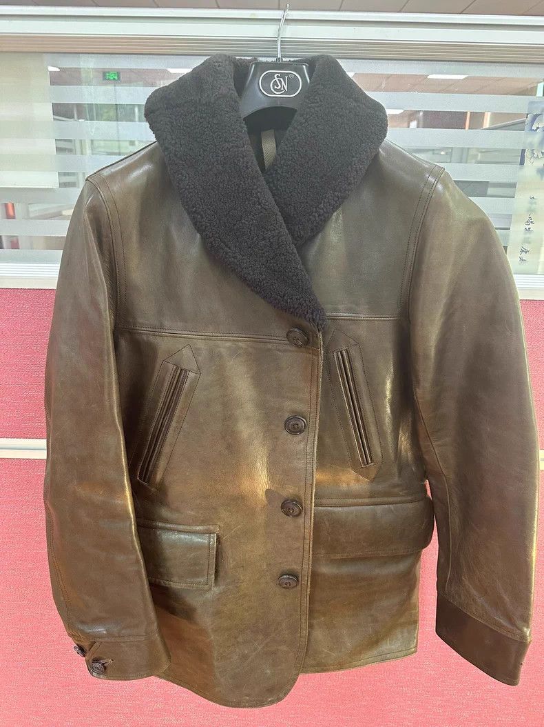 The Real McCoy's Nigel Cabourn Shearling Collar Horsehide Coat Size US XL / EU 56 / 4 - 1 Thumbnail