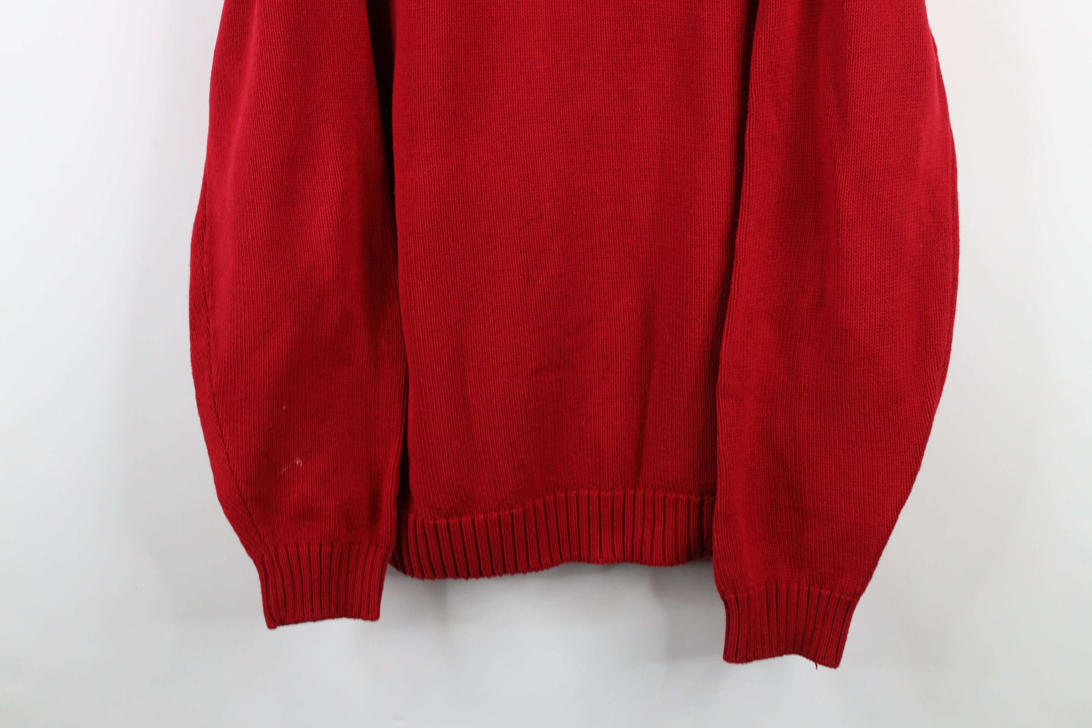 Lands' End × Vintage Vintage 90s Lands End Cotton Knit Crewneck Sweater Red USA Size US L / EU 52-54 / 3 - 3 Thumbnail