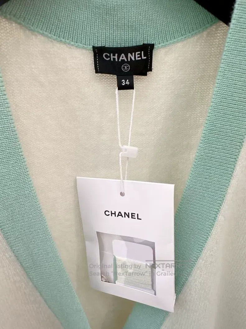 Chanel Chanel 23s Mint Green Cashmere Cardigan coat Size XXS / US 00 / IT 34 - 3 Thumbnail