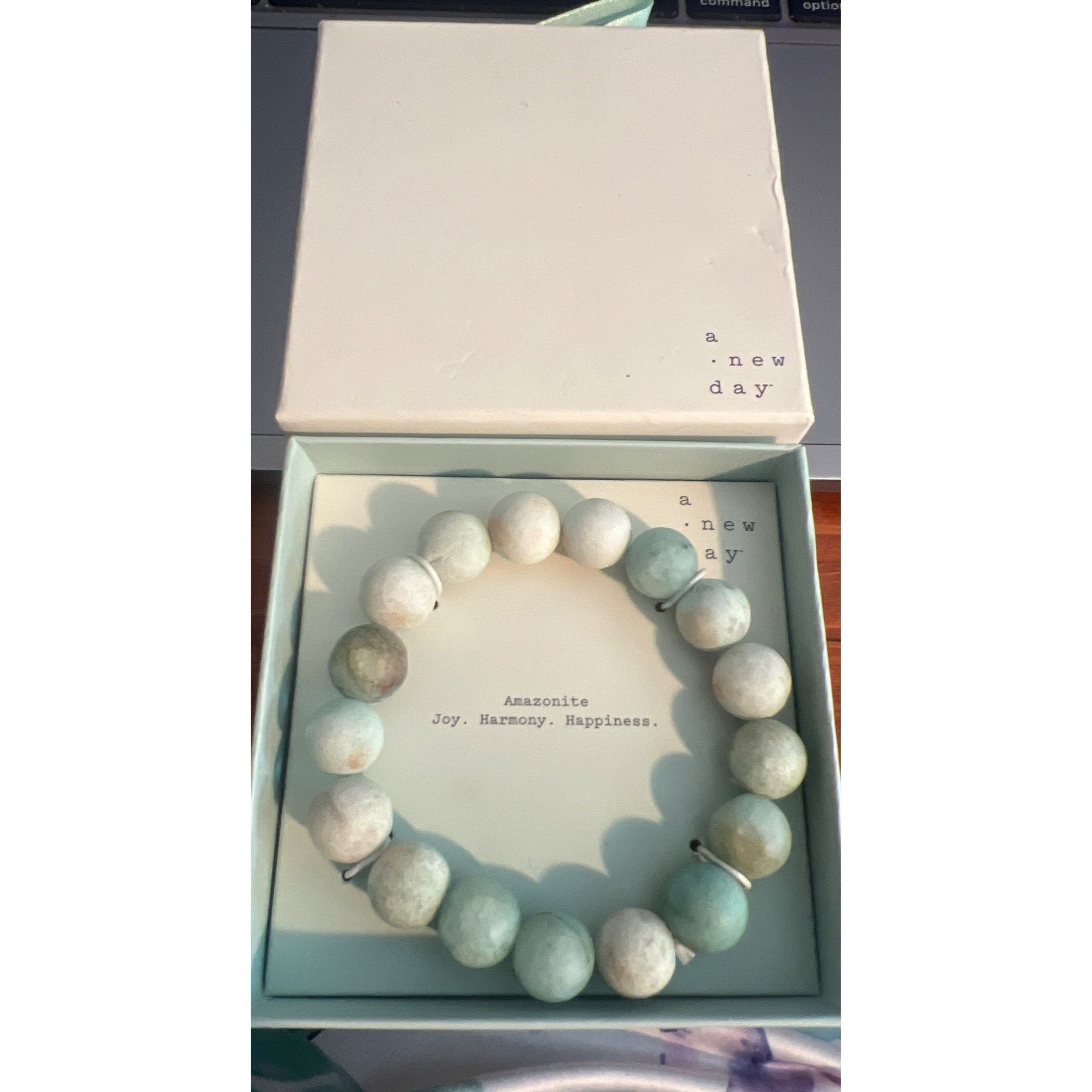 Other Amazonite Beaded Bracelet Box A New Day Stretch Joy Harmony Size ONE SIZE - 1 Thumbnail