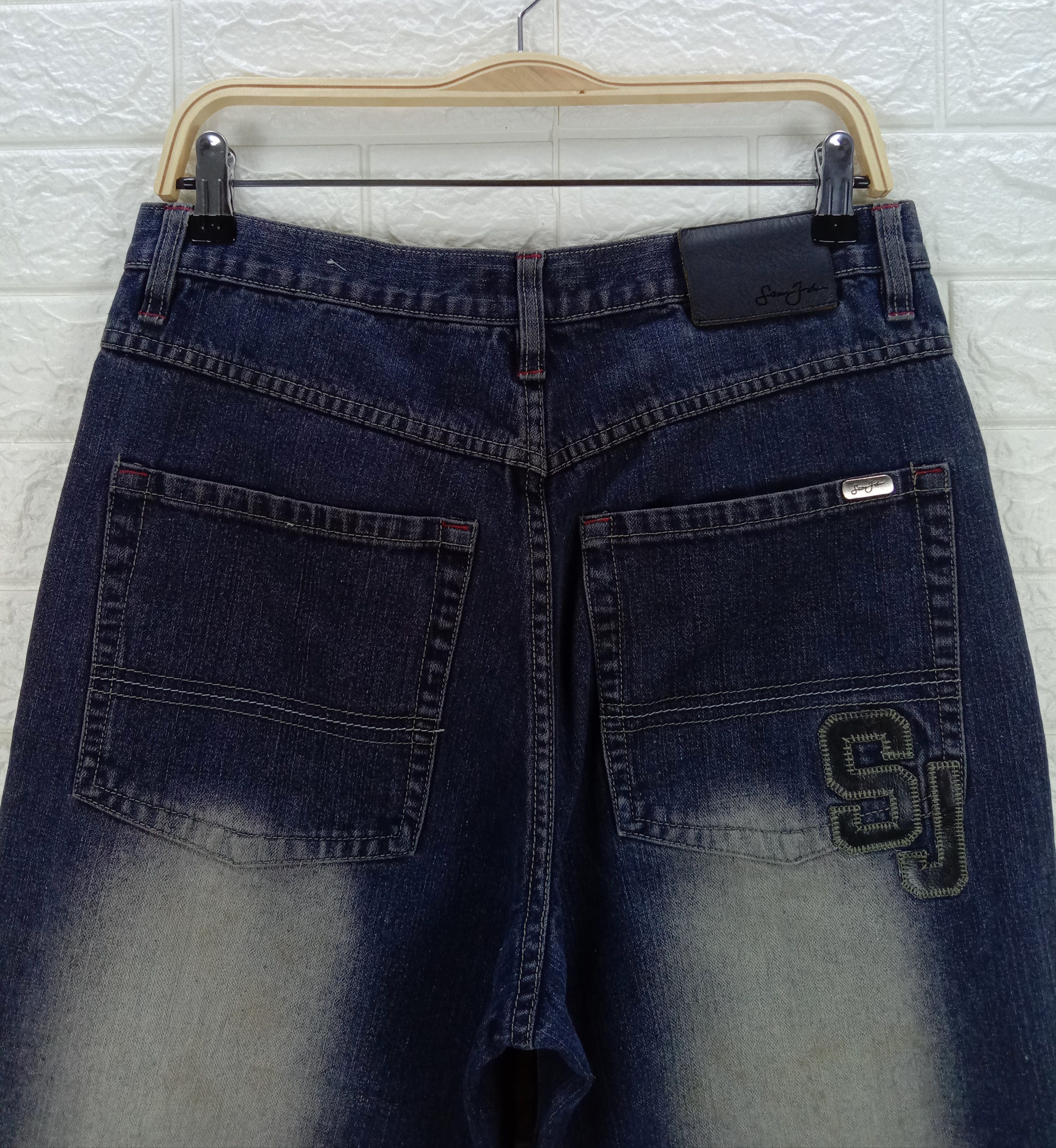 Sean John Vintage Sean John SJ Patched Baggy Wide Jeans Size US 31 - 6 Thumbnail