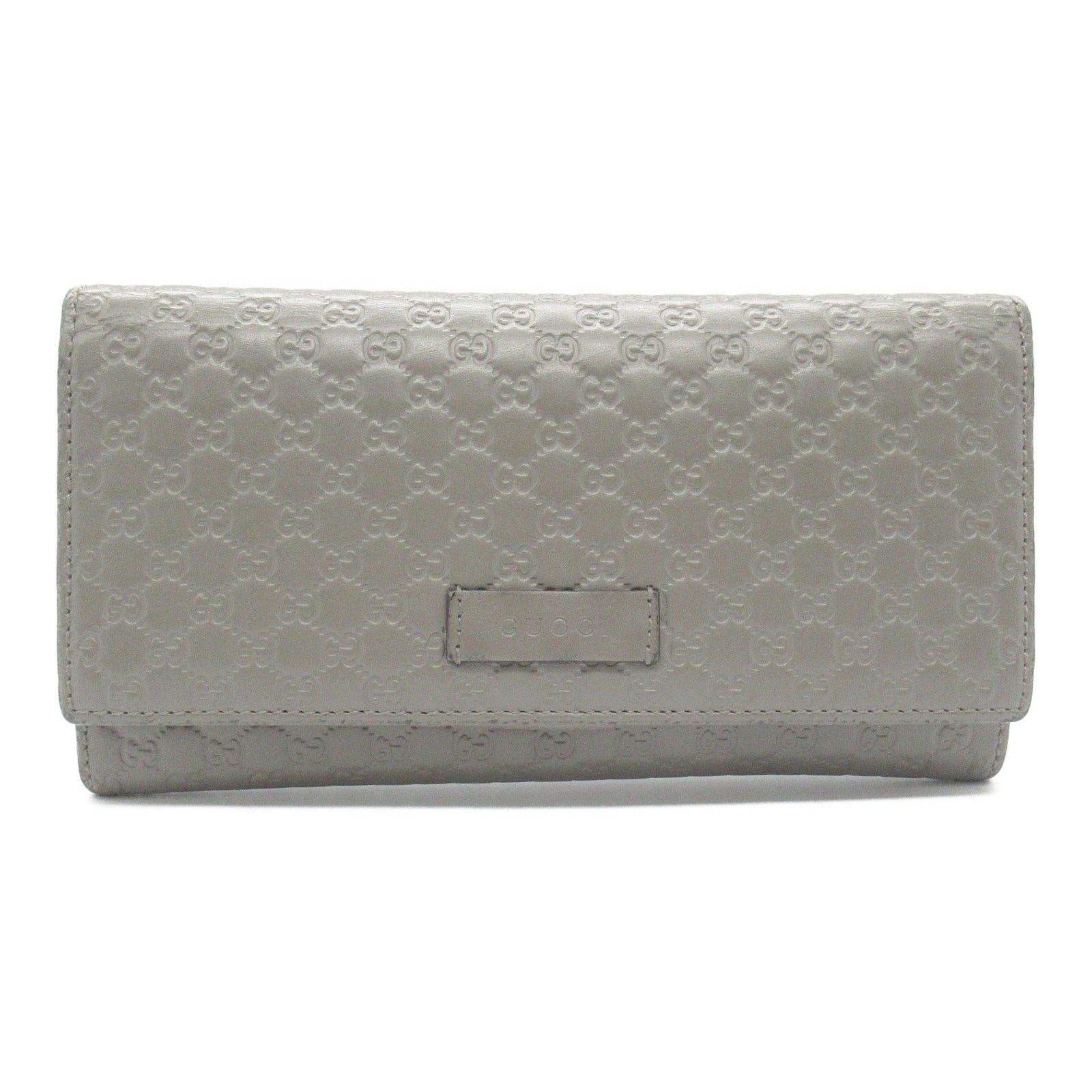 Gucci Micro Gg Guccissima Zip Long Wallet Bi-Fold Leather Gray