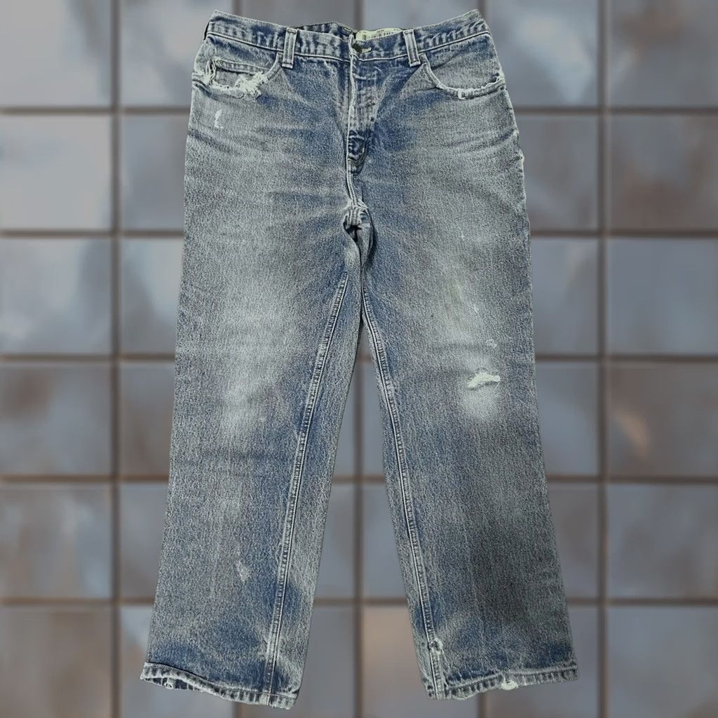 Carhartt Carhartt Jeans Mens 34x30 Distressed Raw Wash Wide Leg Logo 90s USA Denim Casual American Jeans Mens Size US 34 / EU 50 - 1 Thumbnail