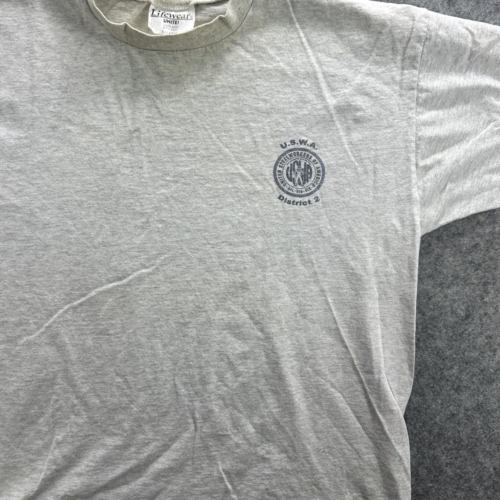 Vintage VINTAGE Lifewear USWA Steelworkers Shirt Mens XL Gray Stand Up For Steel Graphic Union 90s USA 100% preshrunk cotton Tee Size US XL / EU 56 / 4 - 2 Thumbnail