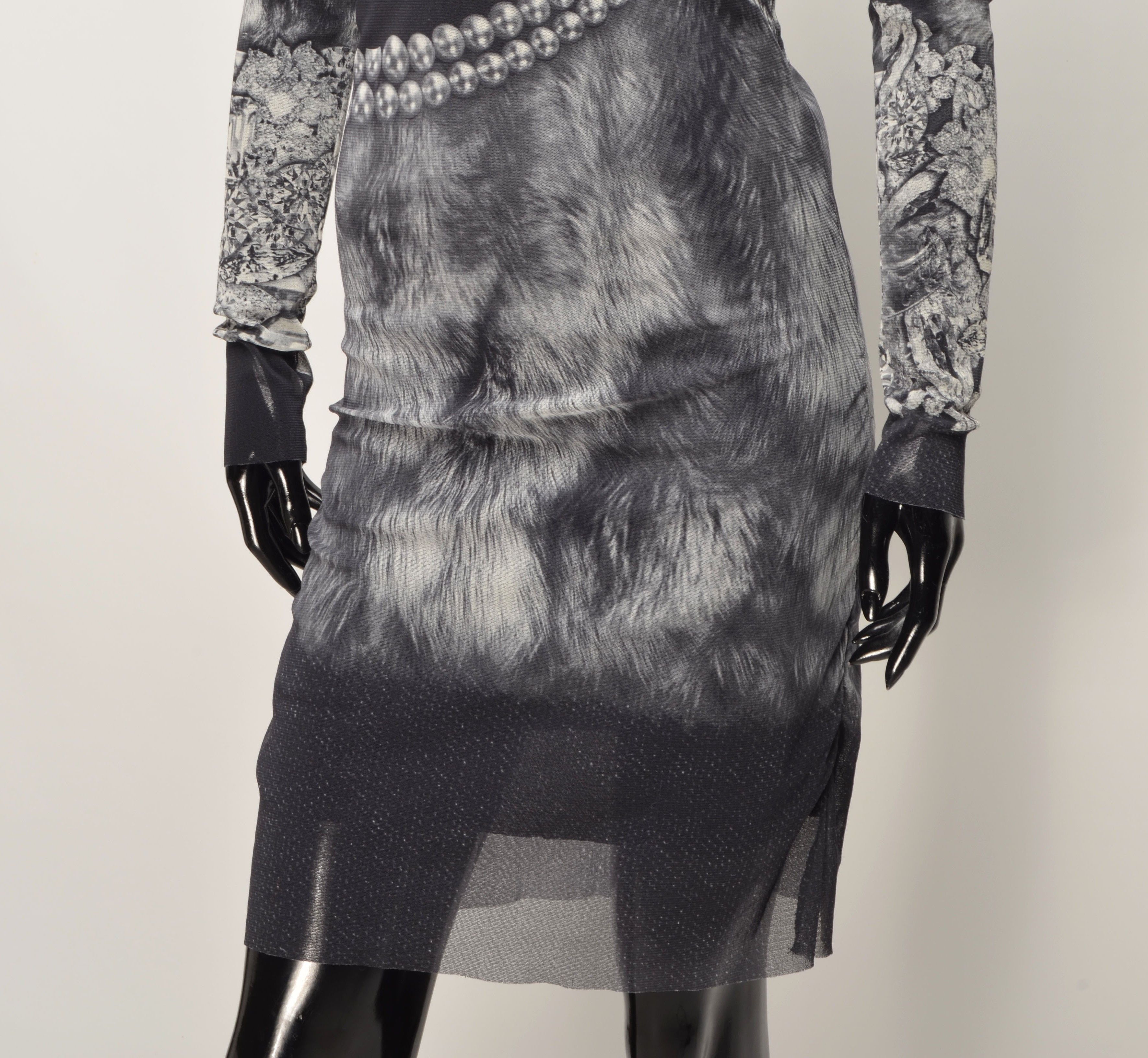 Vintage Vintage Fehu Hybris Y2K Glam Mesh Allover Print Dress Size S / US 4 / IT 40 - 3 Thumbnail