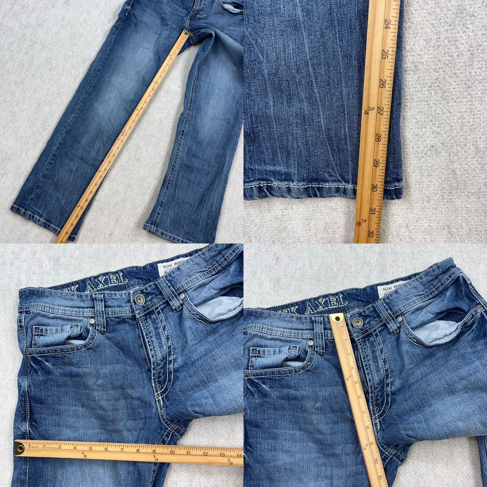Denime AXEL Jeans Men 32x32 Slim Bootcut Medium Wash Denim Pants 5-Pocket Faded Blue Size US 32 / EU 48 - 8 Thumbnail