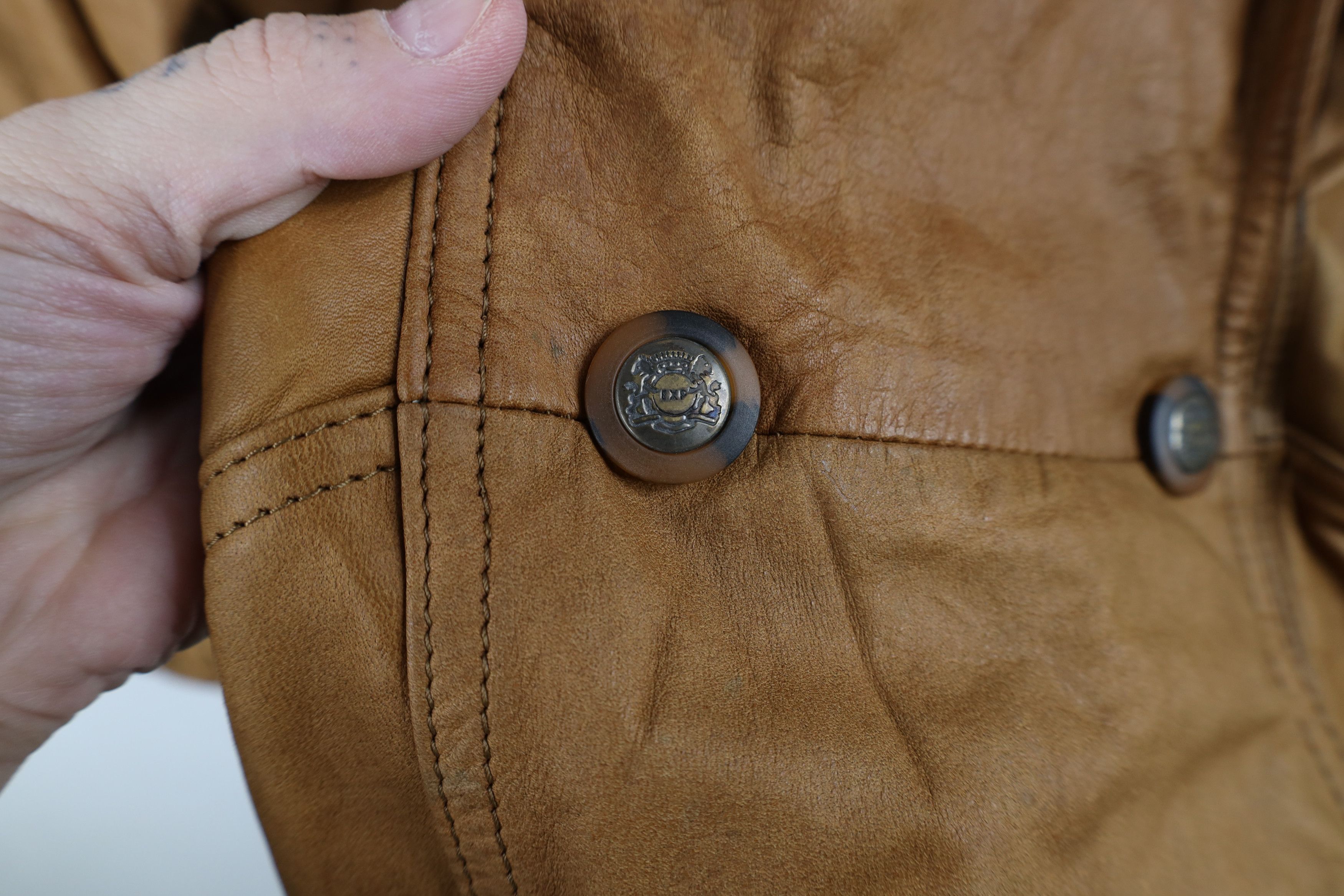 Express Vintage 90s Express Full Length Leather Jacket Coat Brown Size L / US 10 / IT 46 - 4 Thumbnail