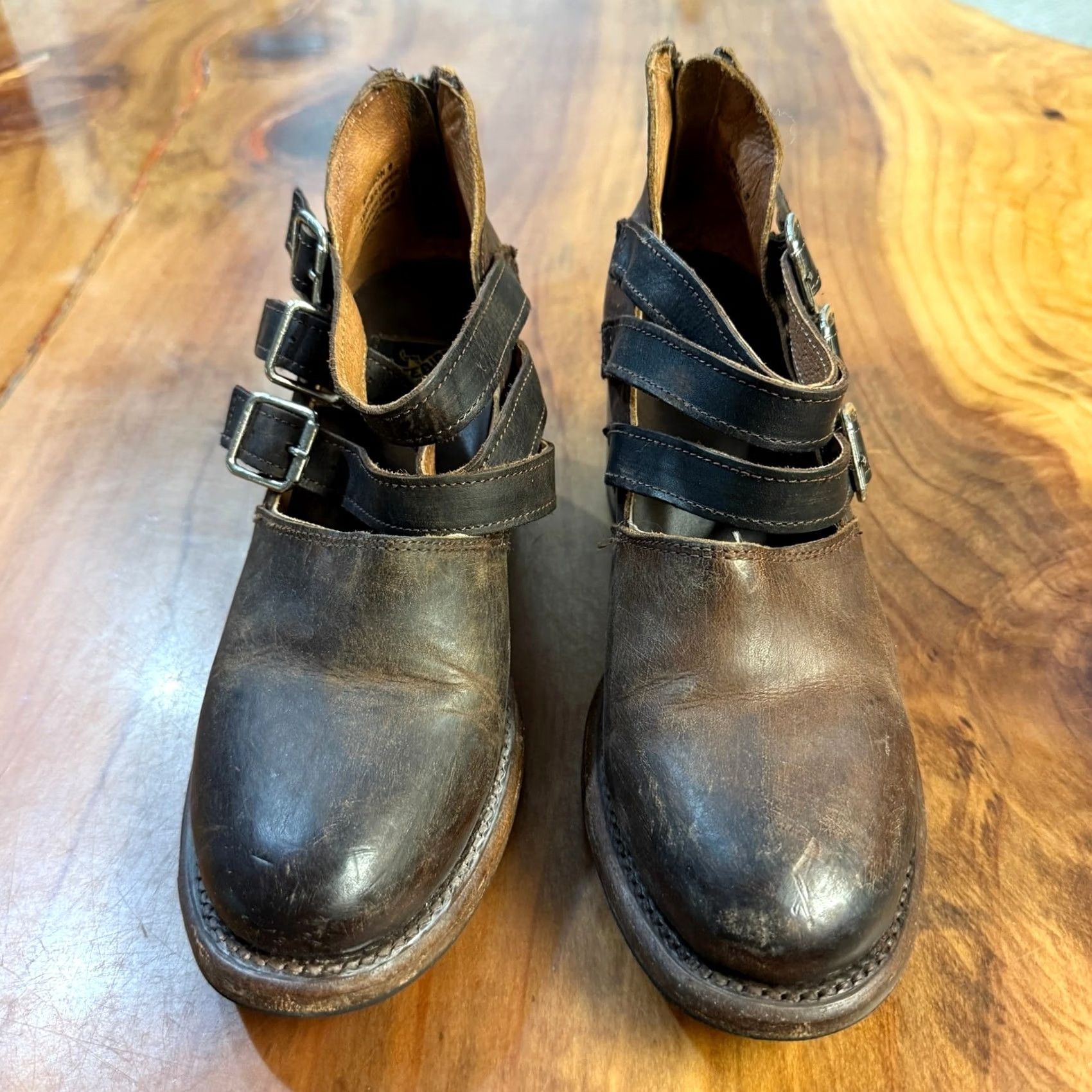 FREEBIRD Freebird by Steven Bootie Dawson 3 Straps Zip Moto Ankle Boots Women Brown Leather 8 US Vintage No Size US 9 / IT 39 - 2 Thumbnail
