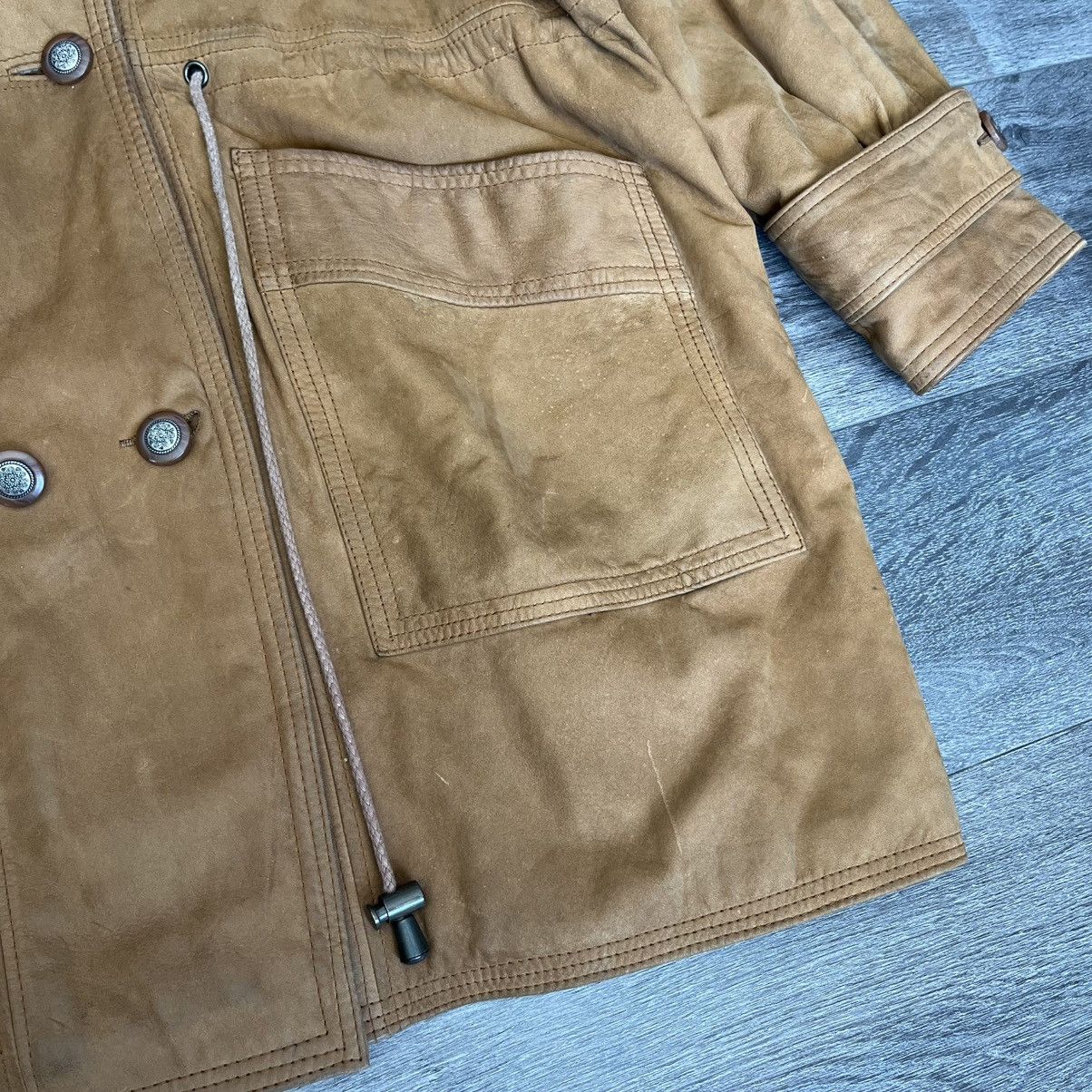 Vintage Vintage Sea Dream Hooded Leather Buttoned Barn Chore Jacket Size US L / EU 52-54 / 3 - 8 Thumbnail
