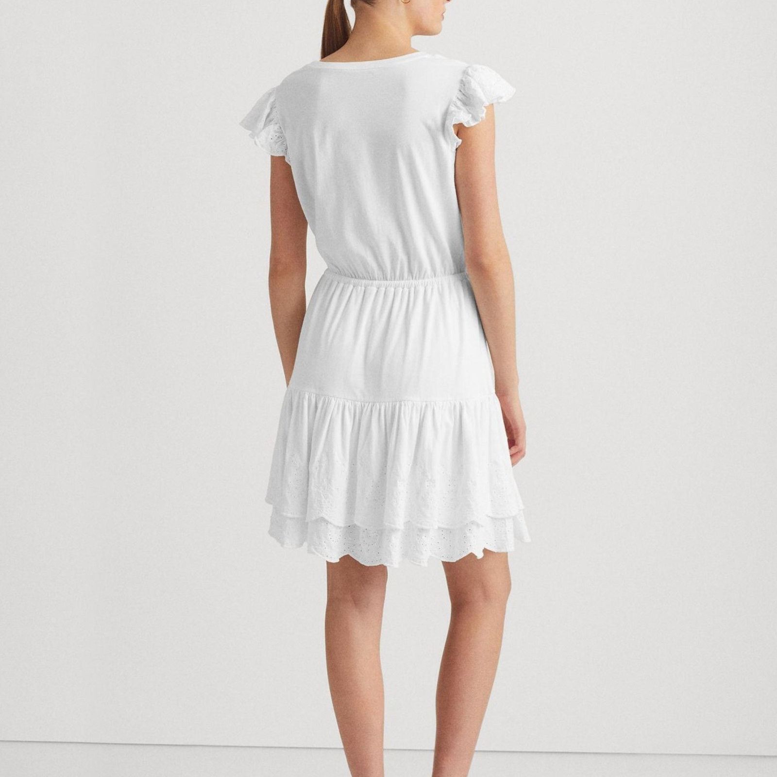 Lauren Ralph Lauren Ralph Lauren Women White Jersey Summer Mini Dress Size 12 Size XL / US 12-14 / IT 48-50 - 2 Thumbnail