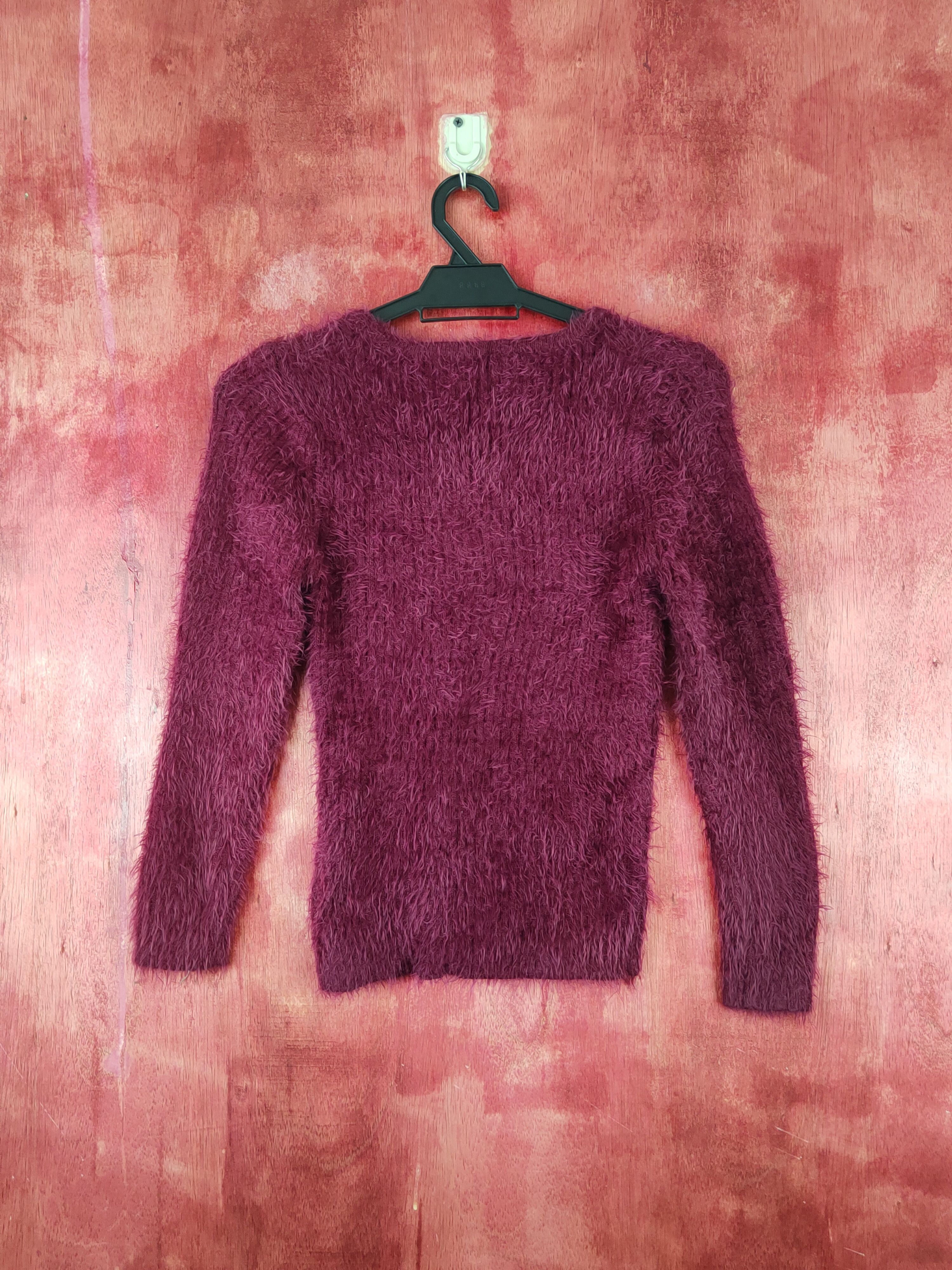Homespun Knitwear Vanity Face Purple Shag Shaggy Fur Mohair Knitwear #S1896 Size XS / US 0-2 / IT 36-38 - 7 Thumbnail