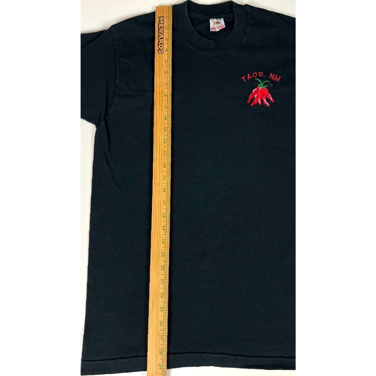 Fruit Of The Loom VINTAGE Fruit of the Loom T-Shirt Unisex Adults M Black 90s Taos New Mexico Embroidered Made in USA 100% Cotton Mens Women Size US M / EU 48-50 / 2 - 7 Thumbnail
