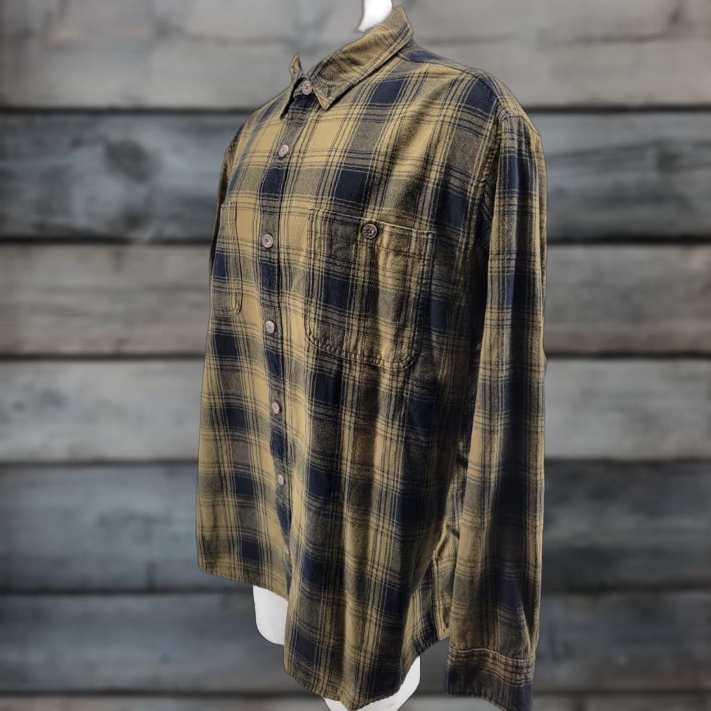 CO Duluth Flannel Shirt Mens XL Olive Green Plaid Button-Front Easy Care Relaxed All Seasons Shirt Size US XL / EU 56 / 4 - 1 Thumbnail