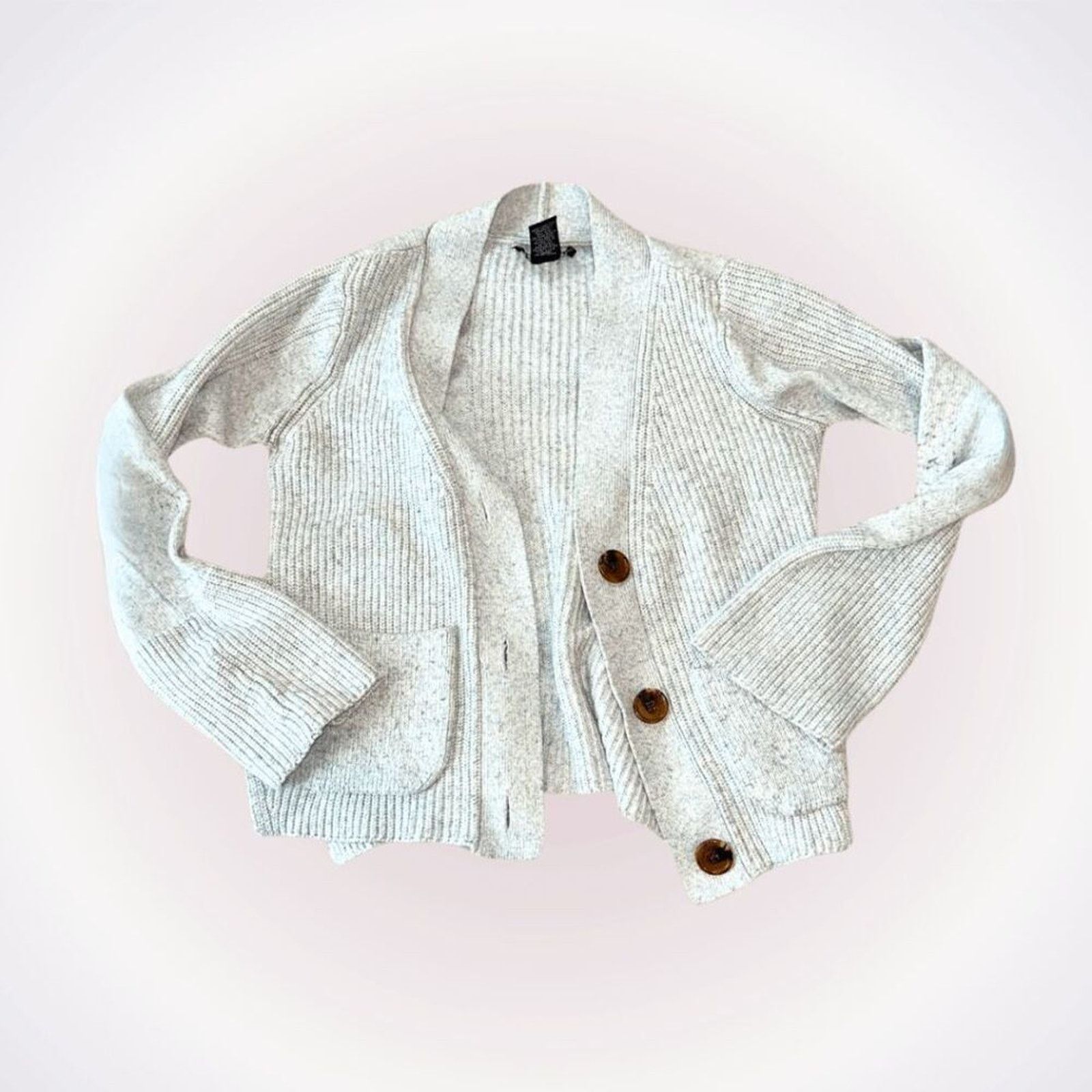 Other Design 365 Gray Knit Cardigan with Brown Buttons | Sz S Size S / US 4 / IT 40 - 1 Thumbnail