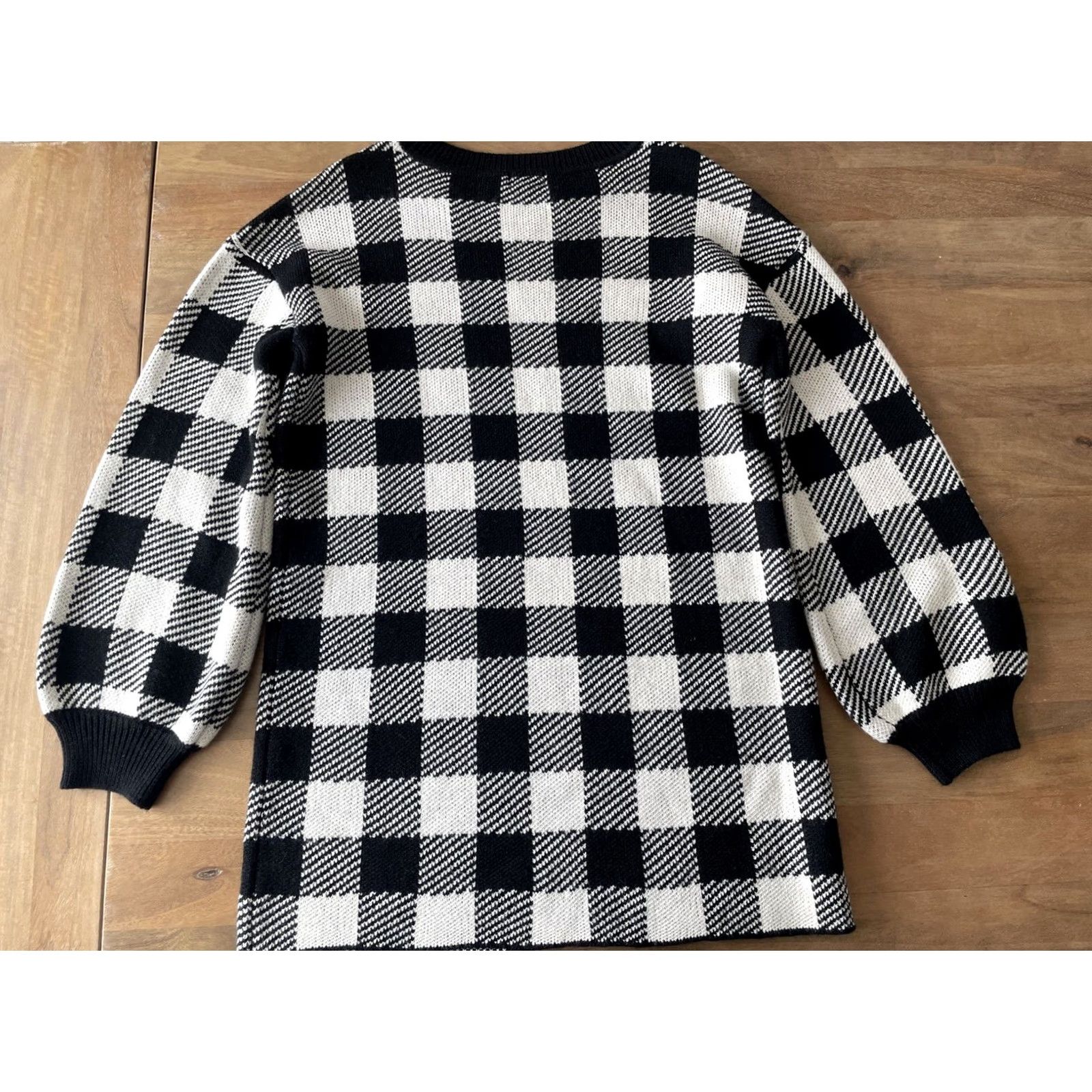 Vintage LPA Plaid Gingham Knit Mini Sweater Dress Womens Small Balloon Sleeve Size S / US 4 / IT 40 - 2 Thumbnail