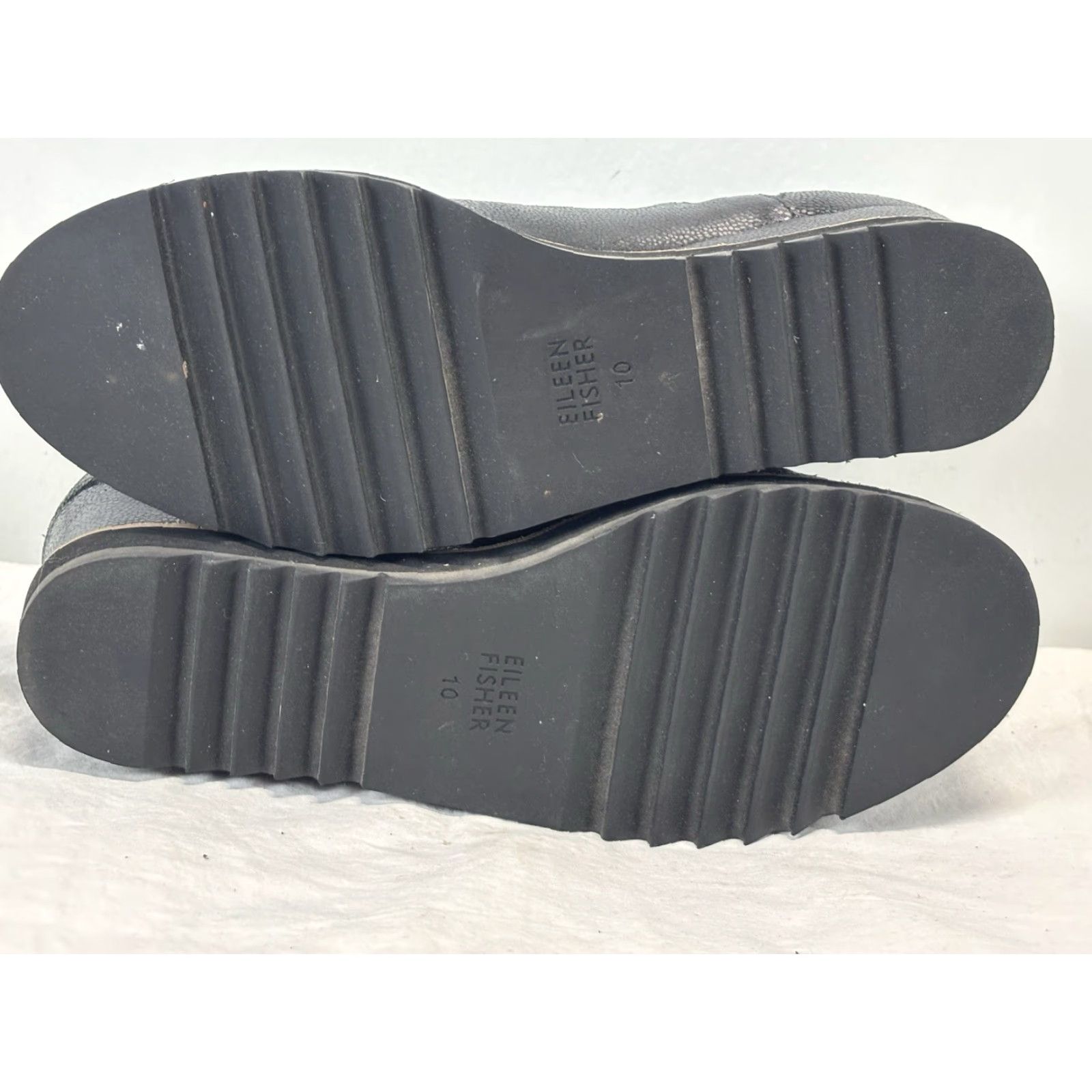 Eileen Fisher EILEEN FISHER Black Leather Wedge Booties Size 10 Womens Minimalist Size US 10 / IT 40 - 5 Thumbnail