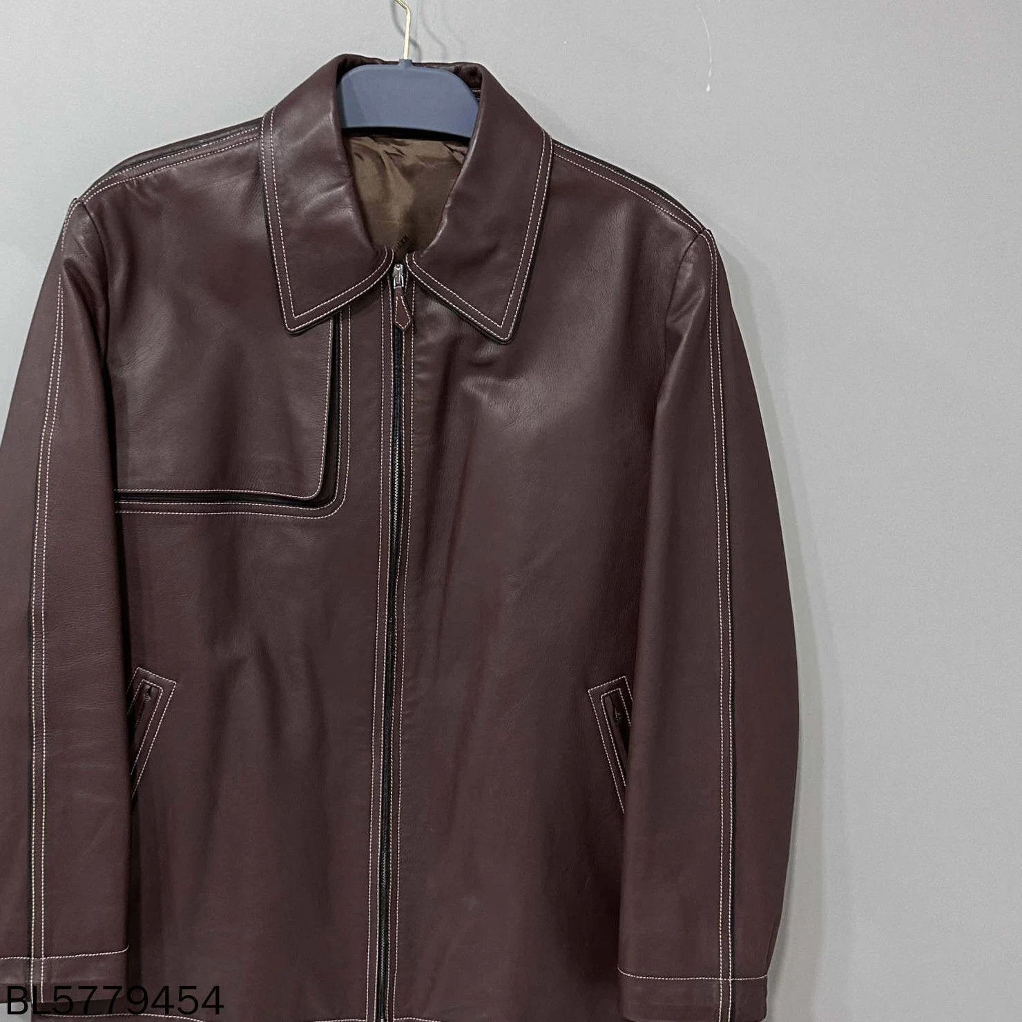 Hermes HERMES Burgundy Leather Jacket 52 99 New Size US L / EU 52-54 / 3 - 2 Thumbnail