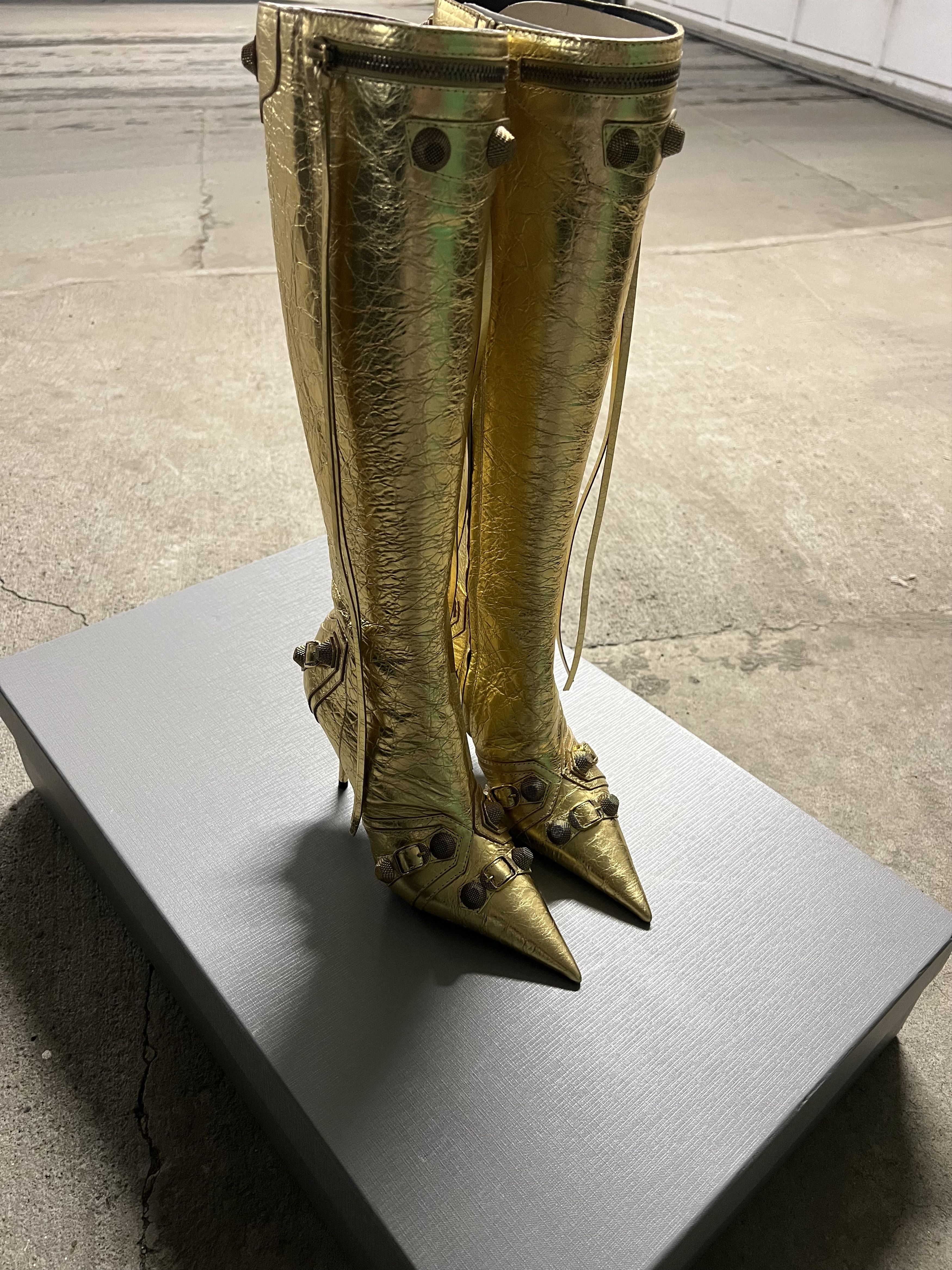 Balenciaga Balenciaga Le Cagole Embellished Gold Heel Boots Size US 8 / IT 38 - 3 Thumbnail