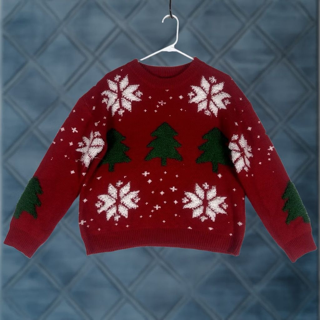 Shein Ugly Christmas Sweater Womens Medium Red Holiday Spirit Snowflakes Long Sleeve Size M / US 6-8 / IT 42-44 - 1 Thumbnail