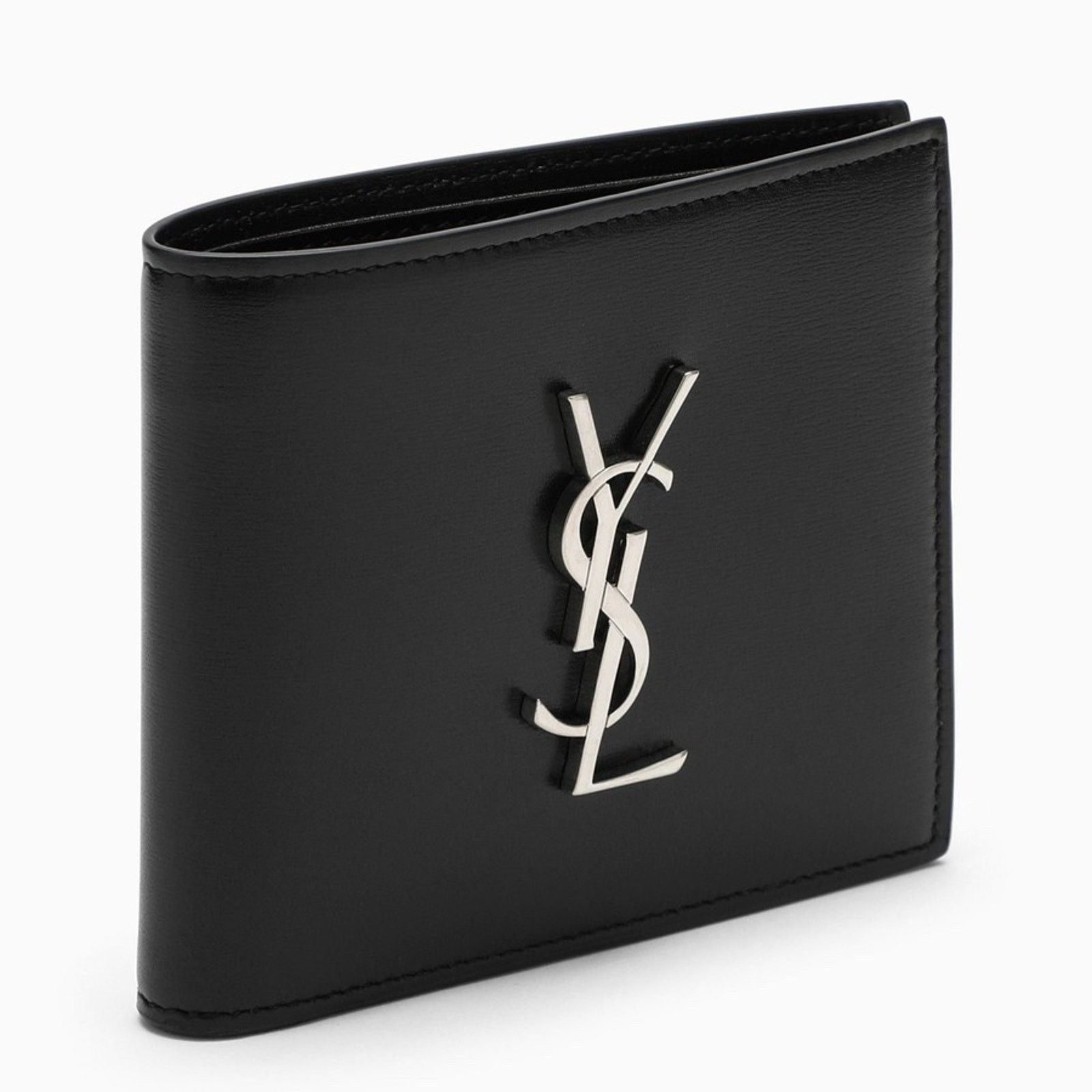 Yves Saint Laurent Saint Laurent Men YSL Silver Metal Logo Card Bi-Fold Wallet Size ONE SIZE - 3 Thumbnail