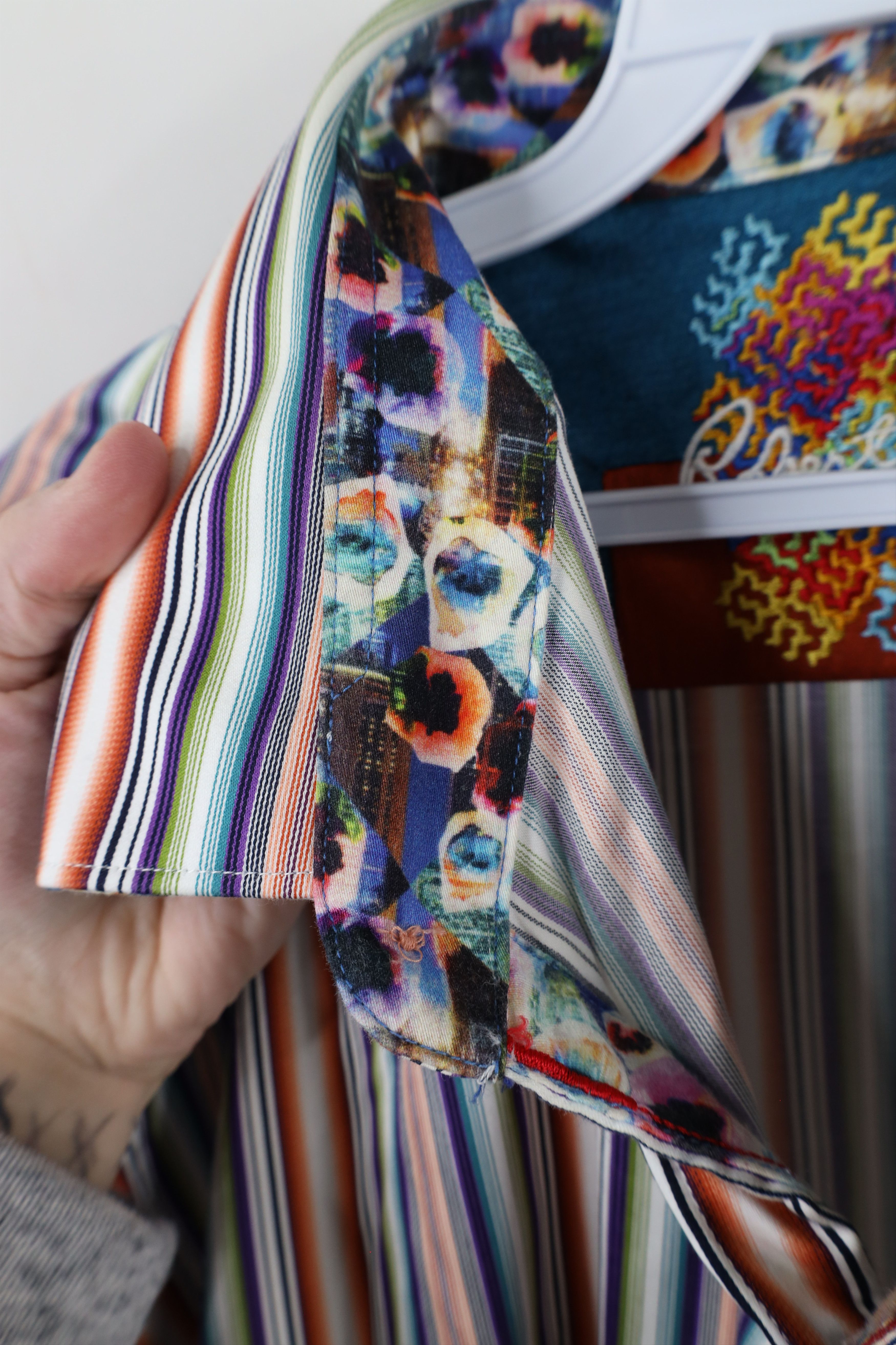 Robert Graham × Vintage Robert Graham Tailored Rainbow Flip Cuff Button Shirt Size US XXL / EU 58 / 5 - 6 Thumbnail