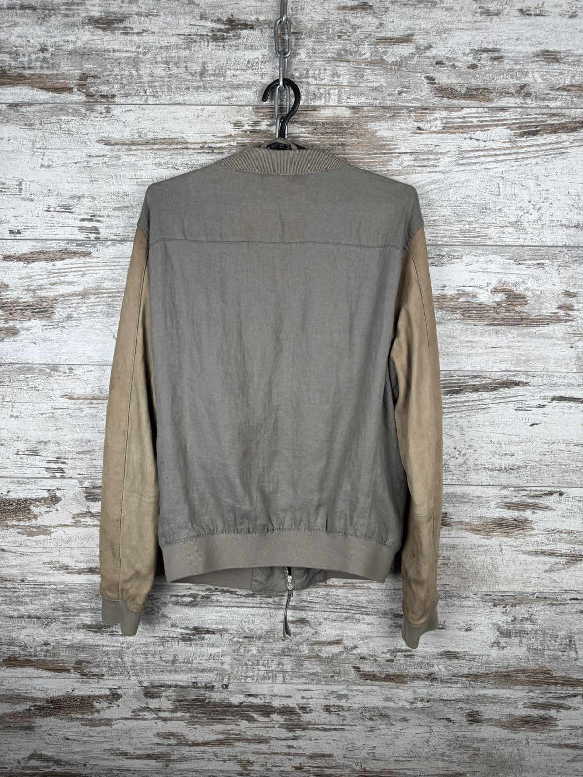 Allsaints Mens Vintage AllSaints Devon bomber jacket leather linen Size US S / EU 44-46 / 1 - 18 Thumbnail