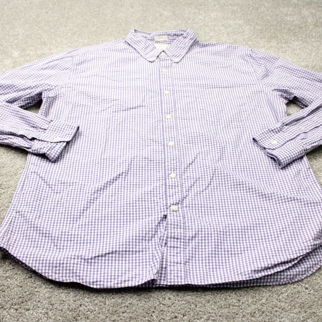 J.Crew J. Crew Button-Up Shirt Mens 2XL Slim Purple Plaid 100's Cotton Blend L/S Size US XXL / EU 58 / 5 - 3 Thumbnail