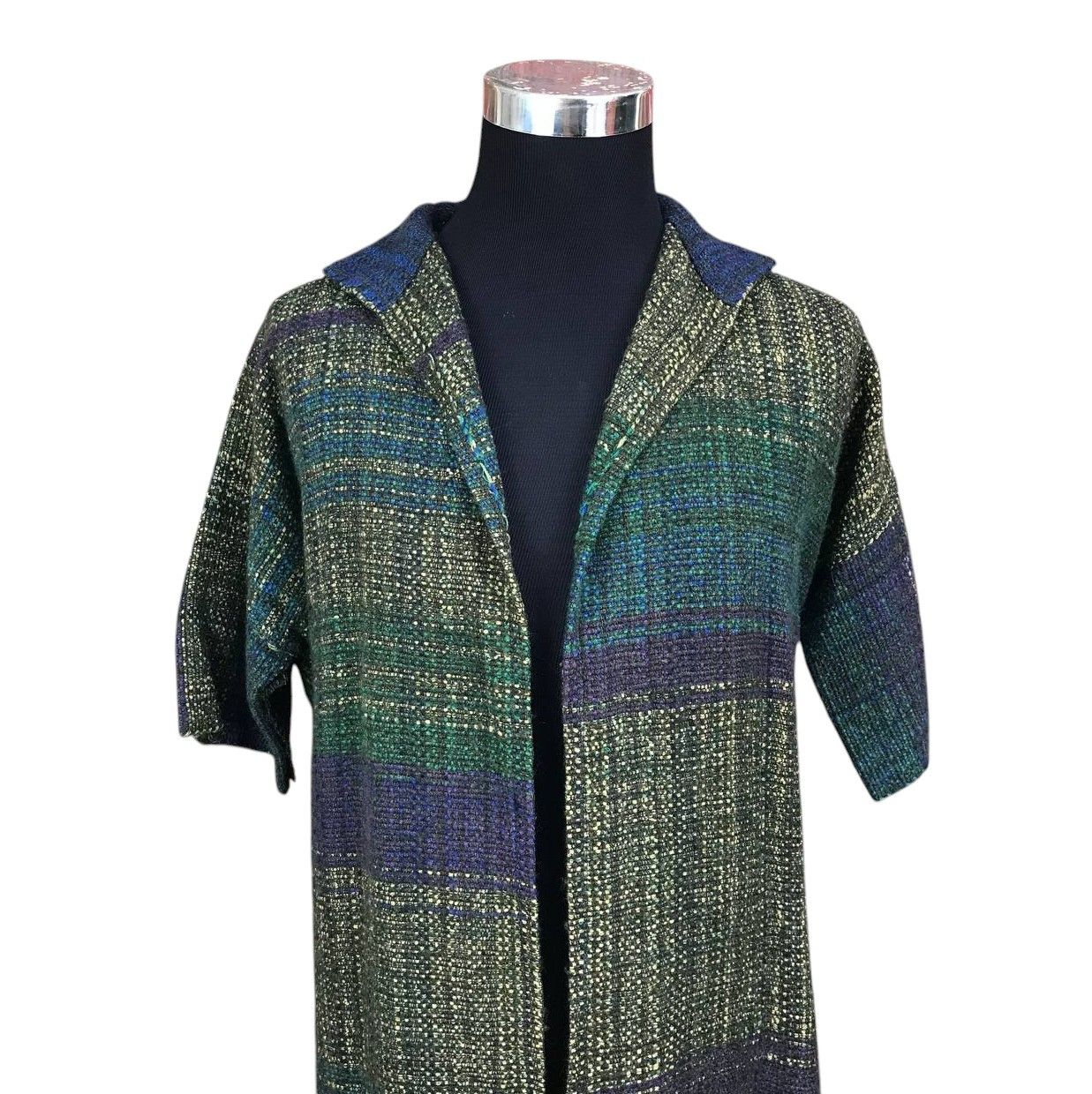 Japanese Brand JAPANESE MINIMALIST BUTTONLESS TWEED COLORBLOCK SHORTSLEEVE Size US M / EU 48-50 / 2 - 11 Thumbnail