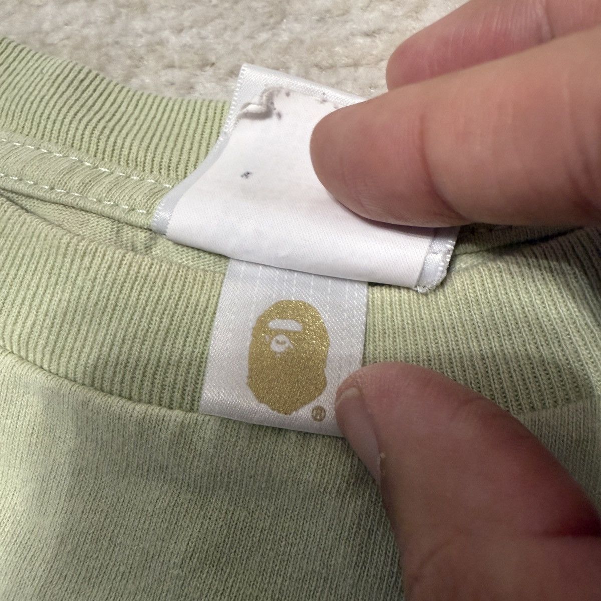A Bathing Ape BAPE Pigment College T-Shirt Green Men's XL