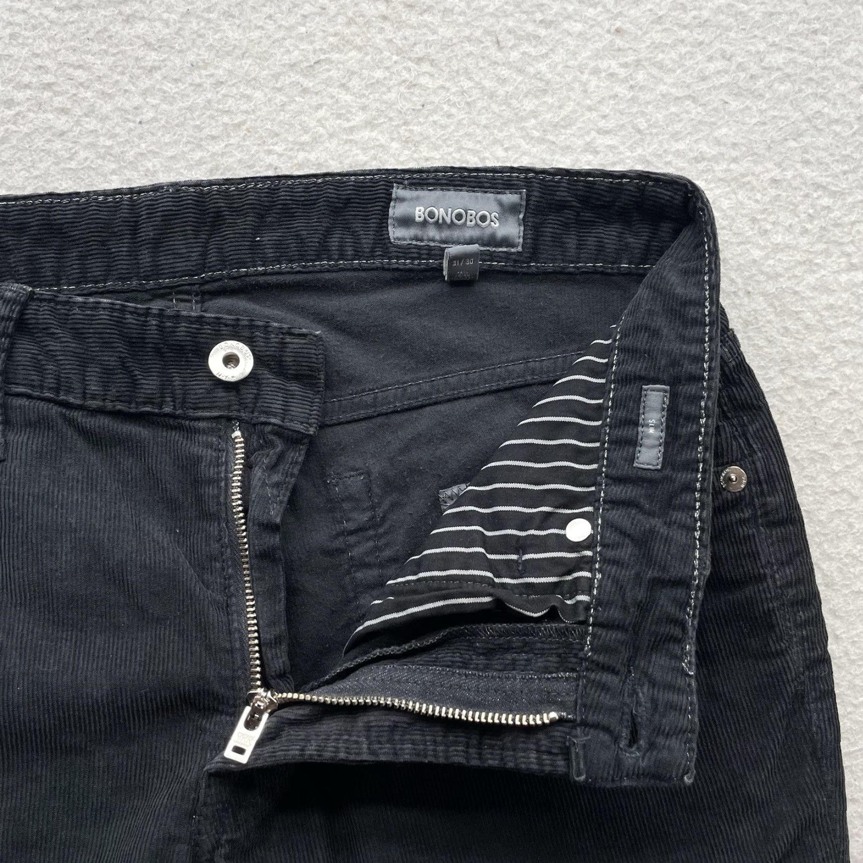 Bonobos Bonobos Black Corduroy Pants Mens 31x30 Slim Fit 5-Pocket Stretch USA Made Cords Size US 31 - 4 Thumbnail