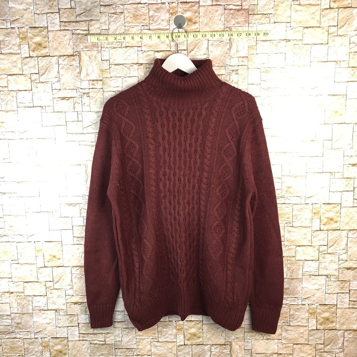 Aran Isles Knitwear × Homespun Knitwear × Japanese Brand GU Maroon Knitwear #A1192 Size US L / EU 52-54 / 3 - 1 Thumbnail