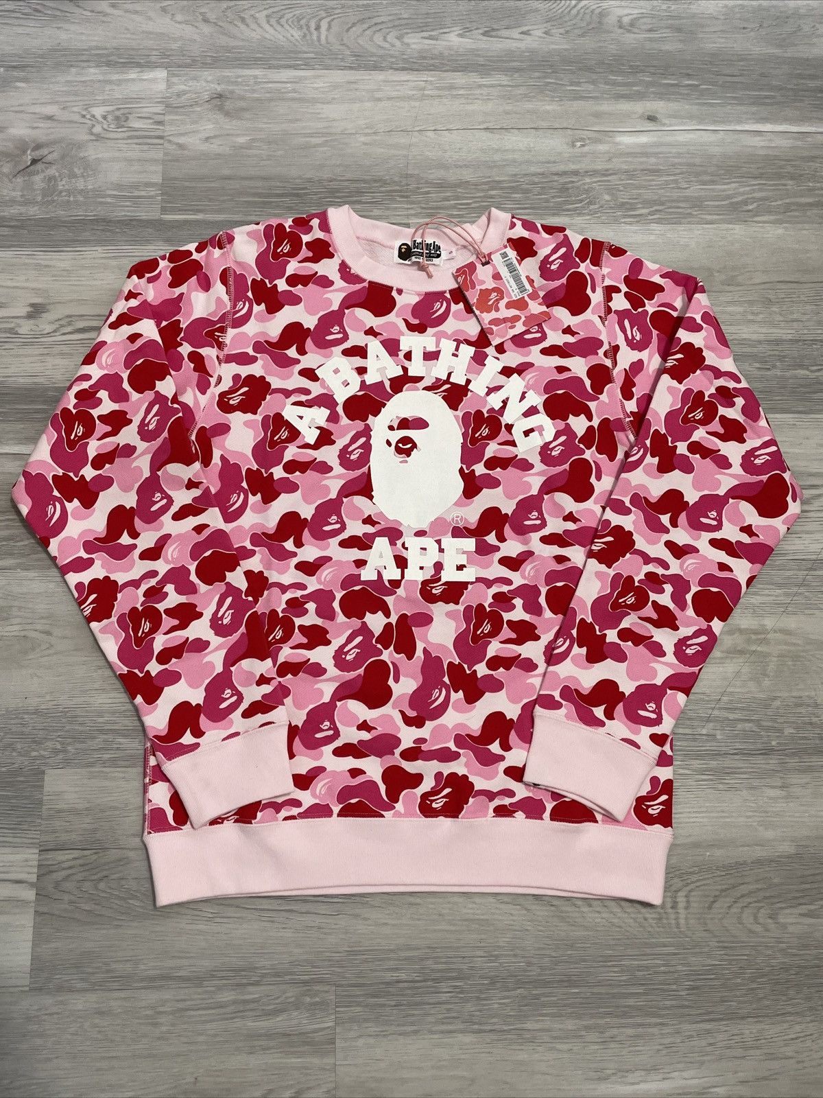 Image of Bape Pink Abc Camo College Crewneck, Women's (Size Small)