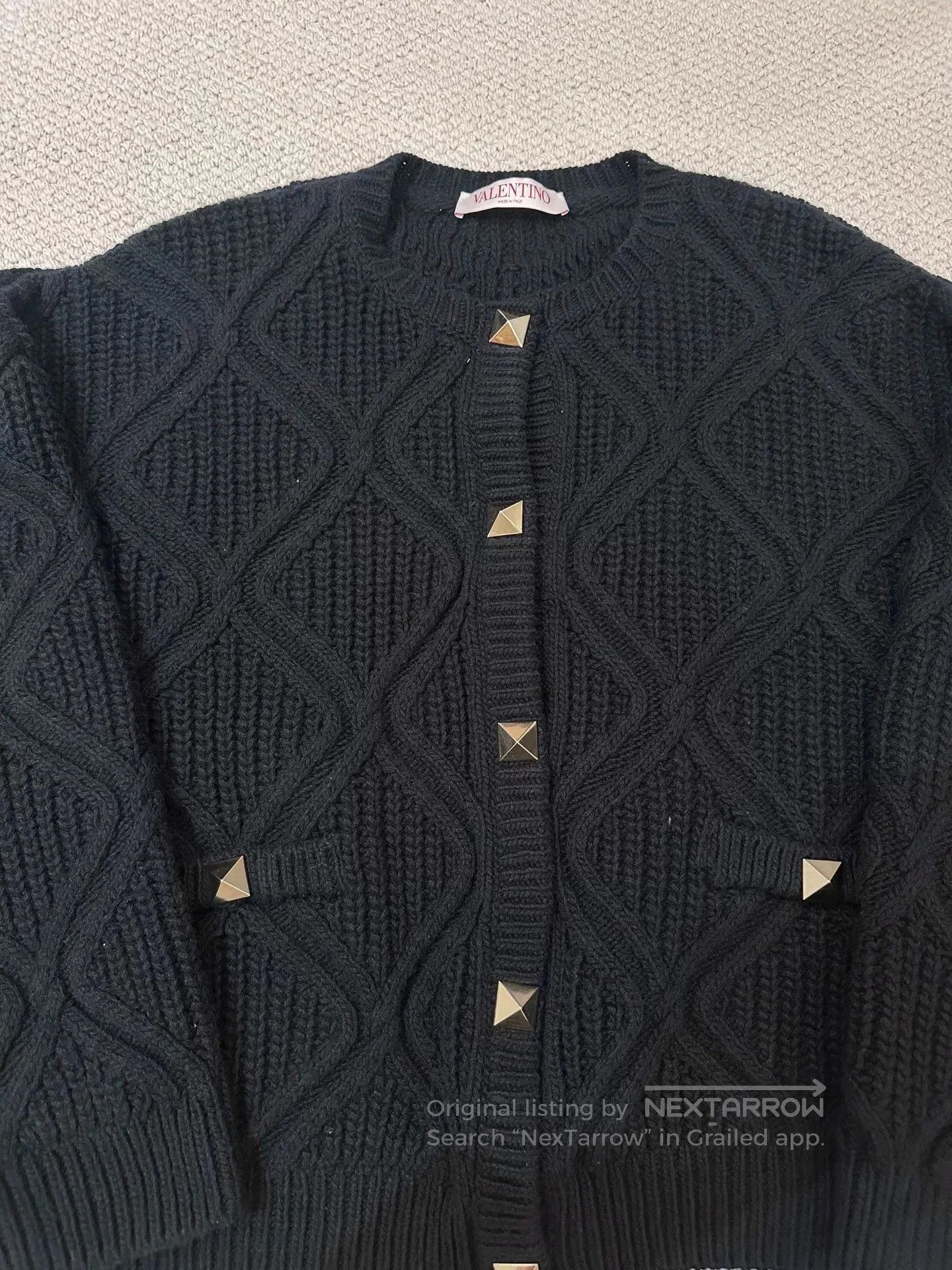 Valentino Valentino Black Knit Studded Cardigan. Size US M / EU 48-50 / 2 - 2 Thumbnail