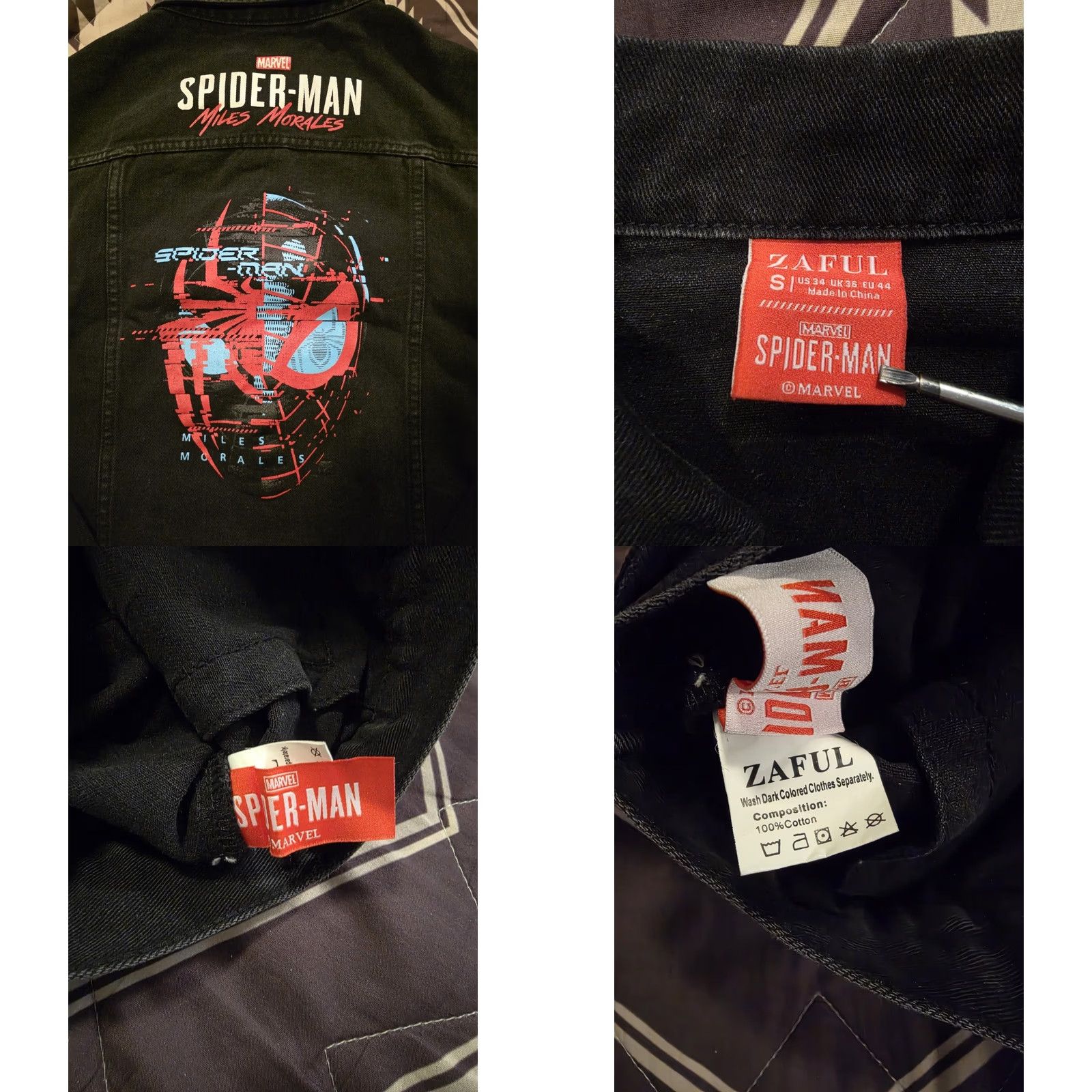ZAFUL VINTAGE Spiderman Miles Morales Zaful Black Denim Trucker Jacket Mens Size S EUC Size US S / EU 44-46 / 1 - 8 Thumbnail