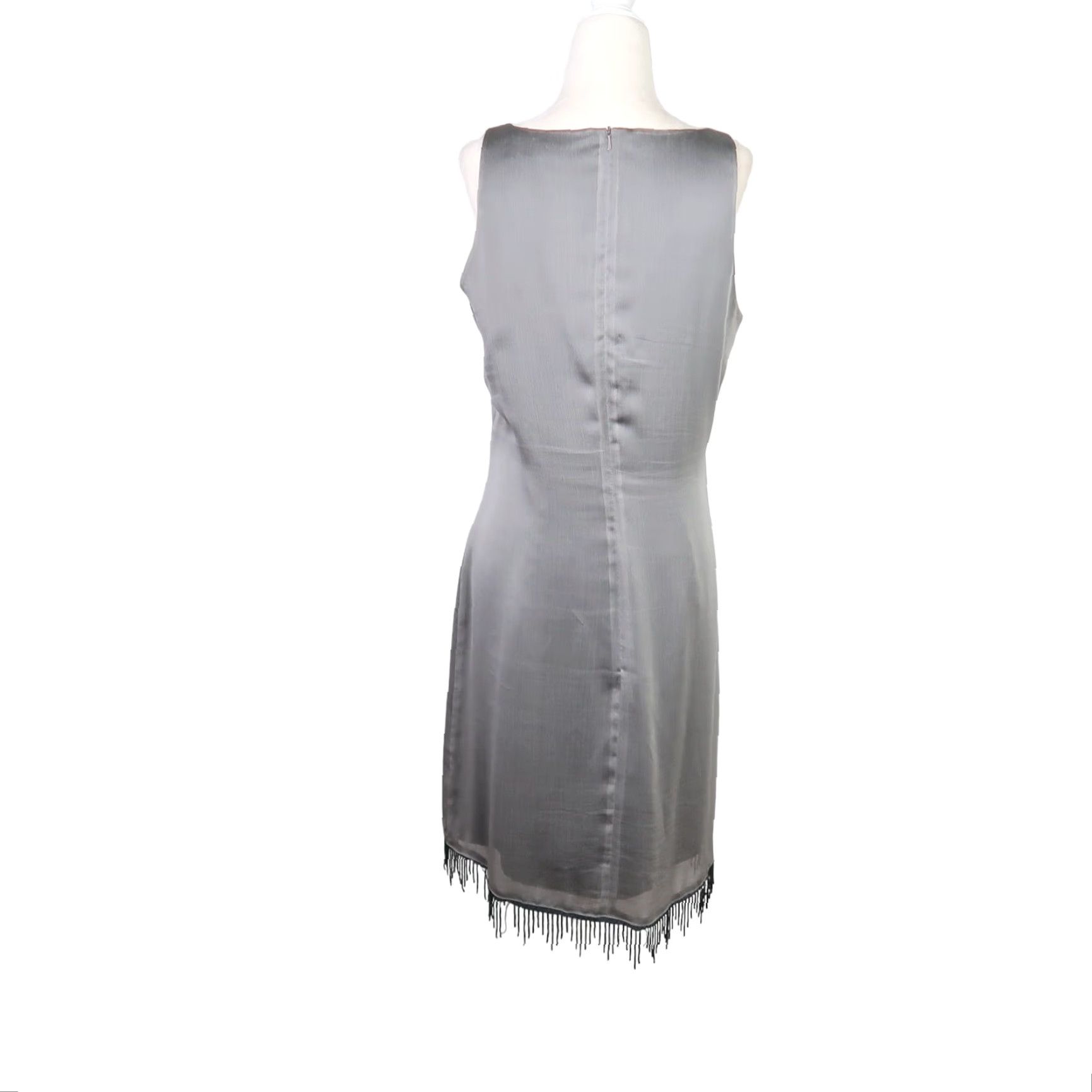 Vintage VINTAGE Chaloc silver grey mini dress black beaded fringe trim M Size M / US 6-8 / IT 42-44 - 4 Thumbnail