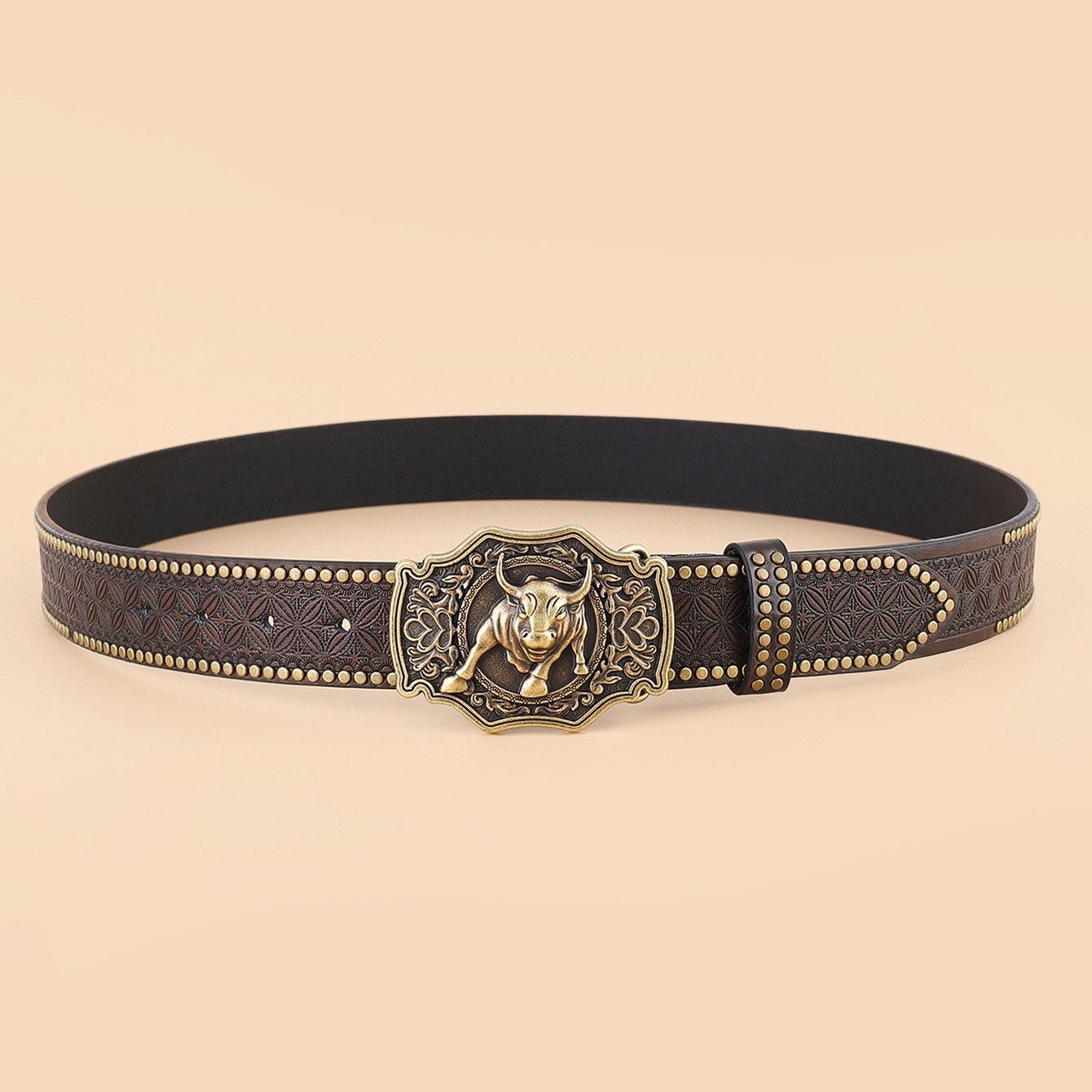 Japanese Brand × Vintage Embossed bull head buckel belt Size ONE SIZE - 1 Thumbnail