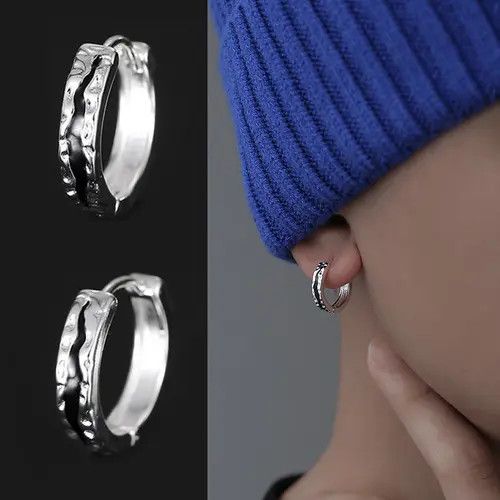 Diamond Earrings x Jewelry Vintage Earrings One Pairs Chrome Jewelry in Silver, Men's