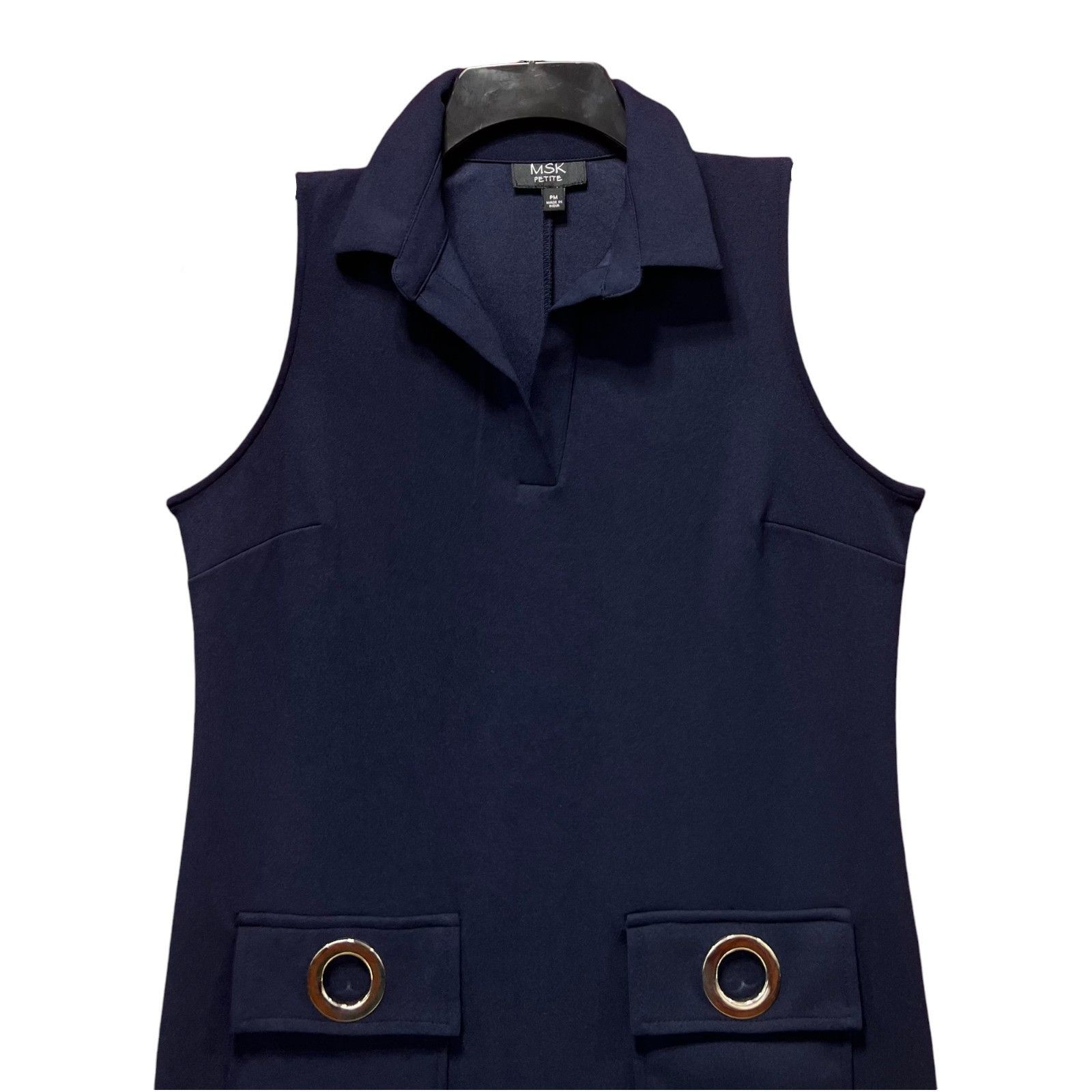 Other MSK - Women's Sleeveless Shift Dress Petite - Navy Blue - Pe Size M / US 6-8 / IT 42-44 - 16 Thumbnail