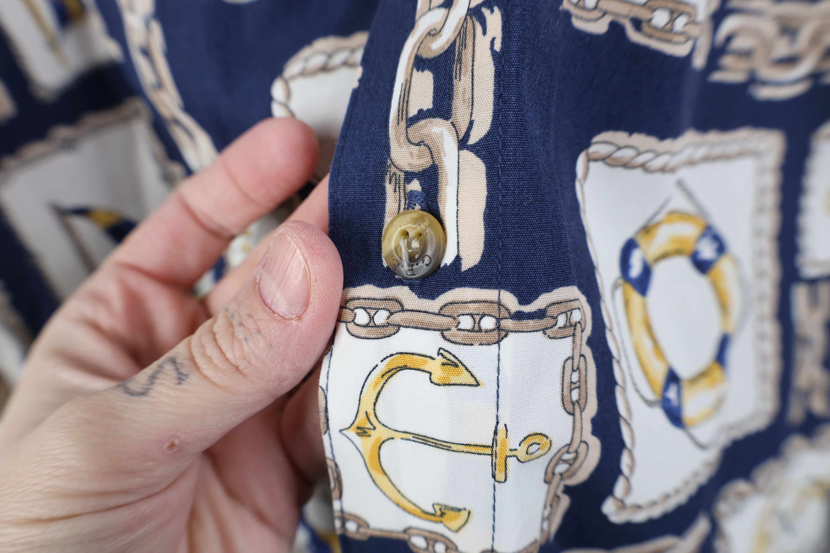 Vintage Vintage 90s Streetwear Anchor Flag Boating Button Down Shirt Size US XL / EU 56 / 4 - 5 Thumbnail