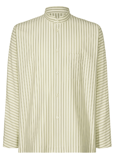 Homme Plisse Issey Miyake Homme Plissé HP53-JJ371 White/Green Striped Jersey - New Size US XL / EU 56 / 4 - 9 Thumbnail