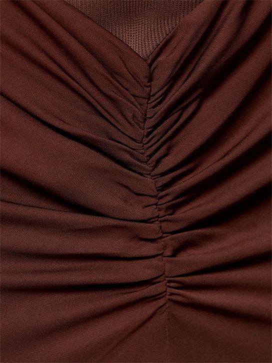 Christopher Esber o1mle0824 Fusion L/S Gathered Dress in Brown Size XS / US 0-2 / IT 36-38 - 4 Thumbnail