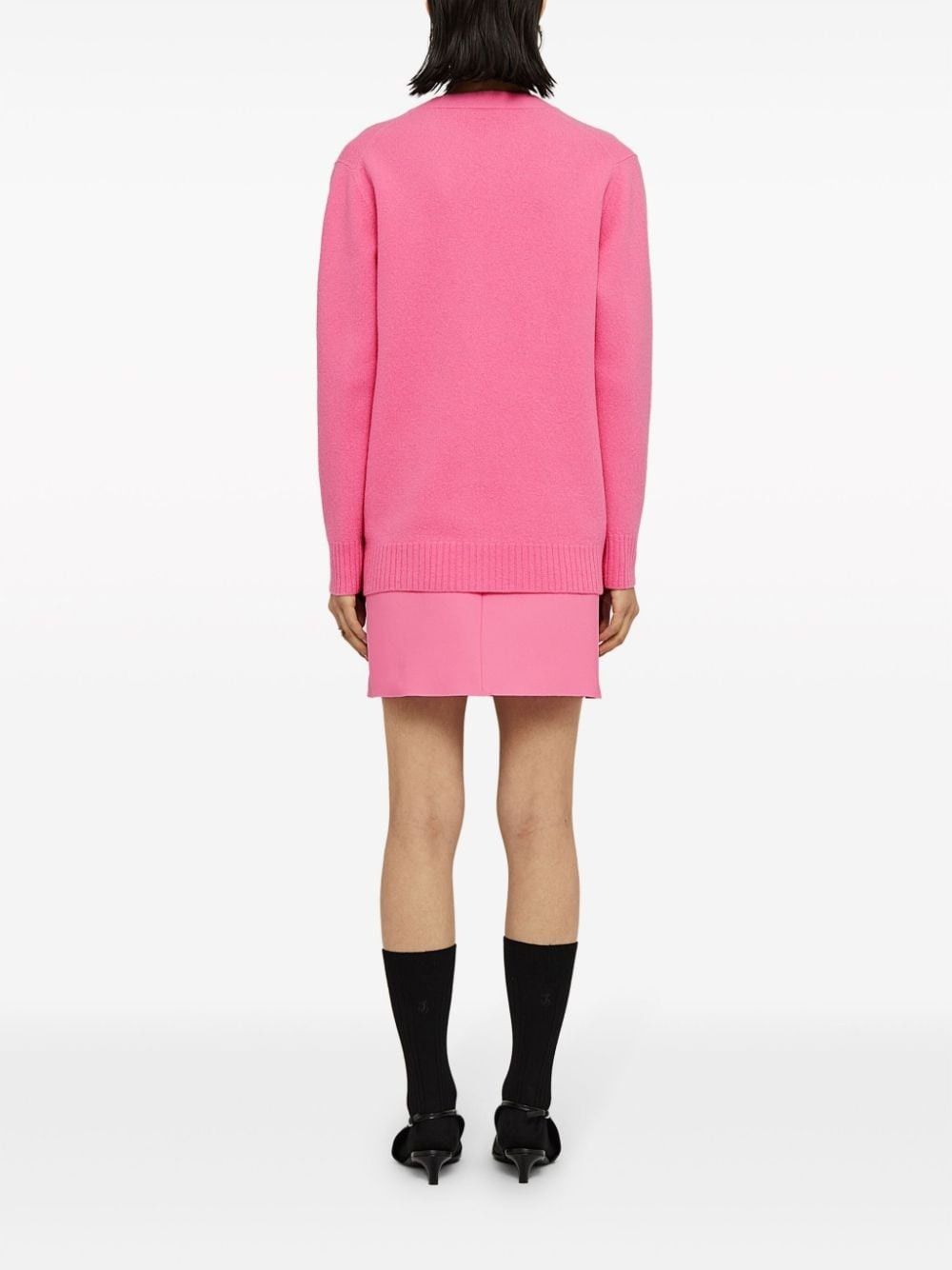 Jil Sander o1mt1gz0625 V-Neck Wool Cardigan in Pink Size L / US 10 / IT 46 - 3 Thumbnail