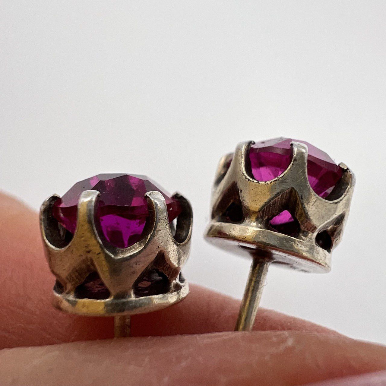 Vintage 1980s Vintage Soviet Gilded Silver 875 Stud Earrings Signed Size ONE SIZE - 6 Thumbnail