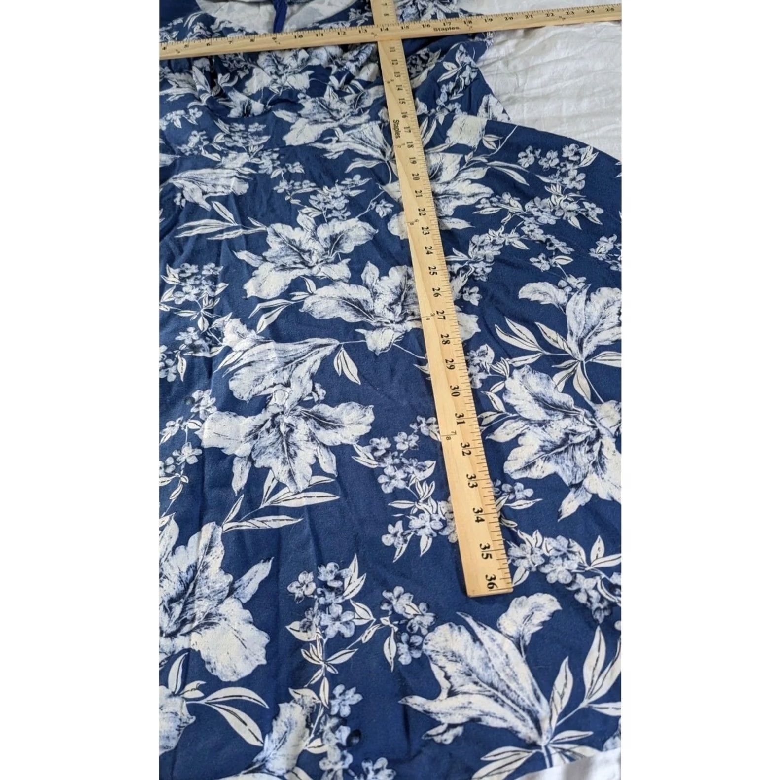 Vintage Blue & White Floral Cap Sleeve Fit & Flare Knee Length Dress V-Neck Plus Sz 2XL Size M / US 6-8 / IT 42-44 - 7 Thumbnail