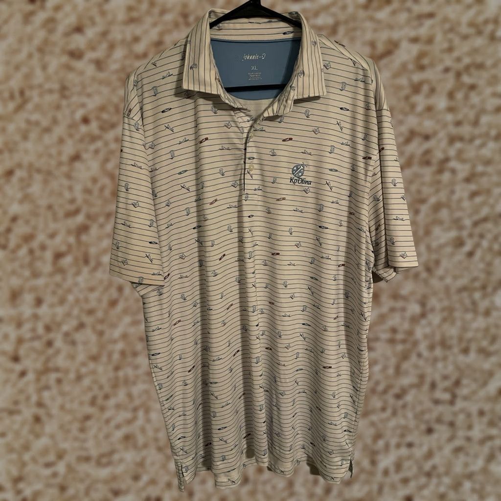 johnnie-O VINTAGE Ko Olina Golf Club Johnnie-O Surfing White Performance Polo Shirt - Men's XLarge Size US XL / EU 56 / 4 - 1 Thumbnail