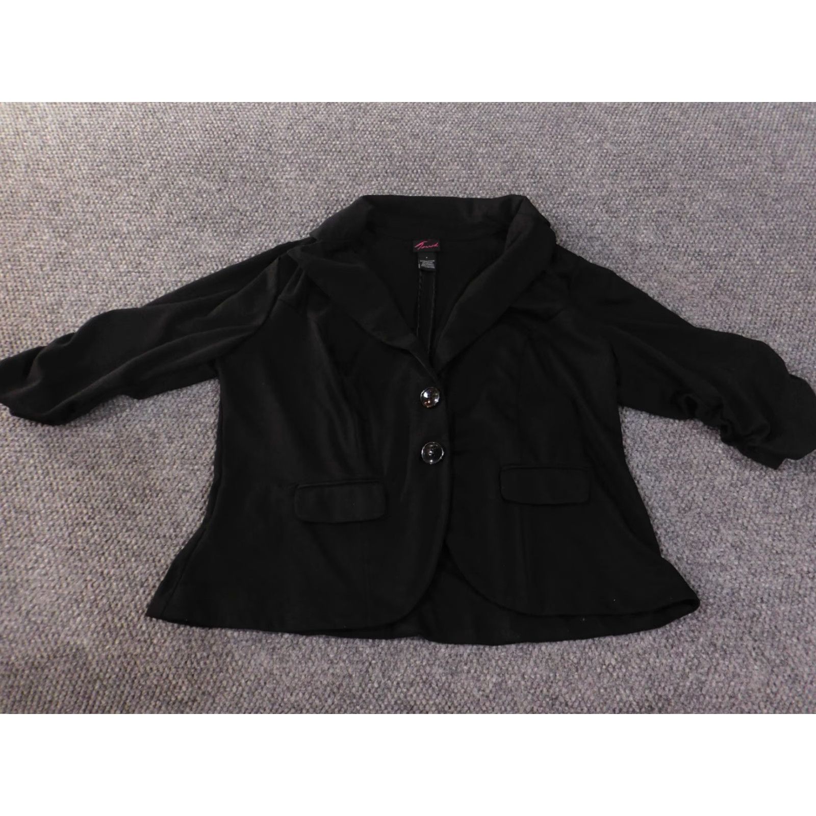 Torrid Torrid Blazer Jacket 1X Black Polyester Stretch Tweed Button Long Sleeve Women Regular Plus Size Fall Winter Casual Dressy Size XL / US 12-14 / IT 48-50 - 2 Thumbnail