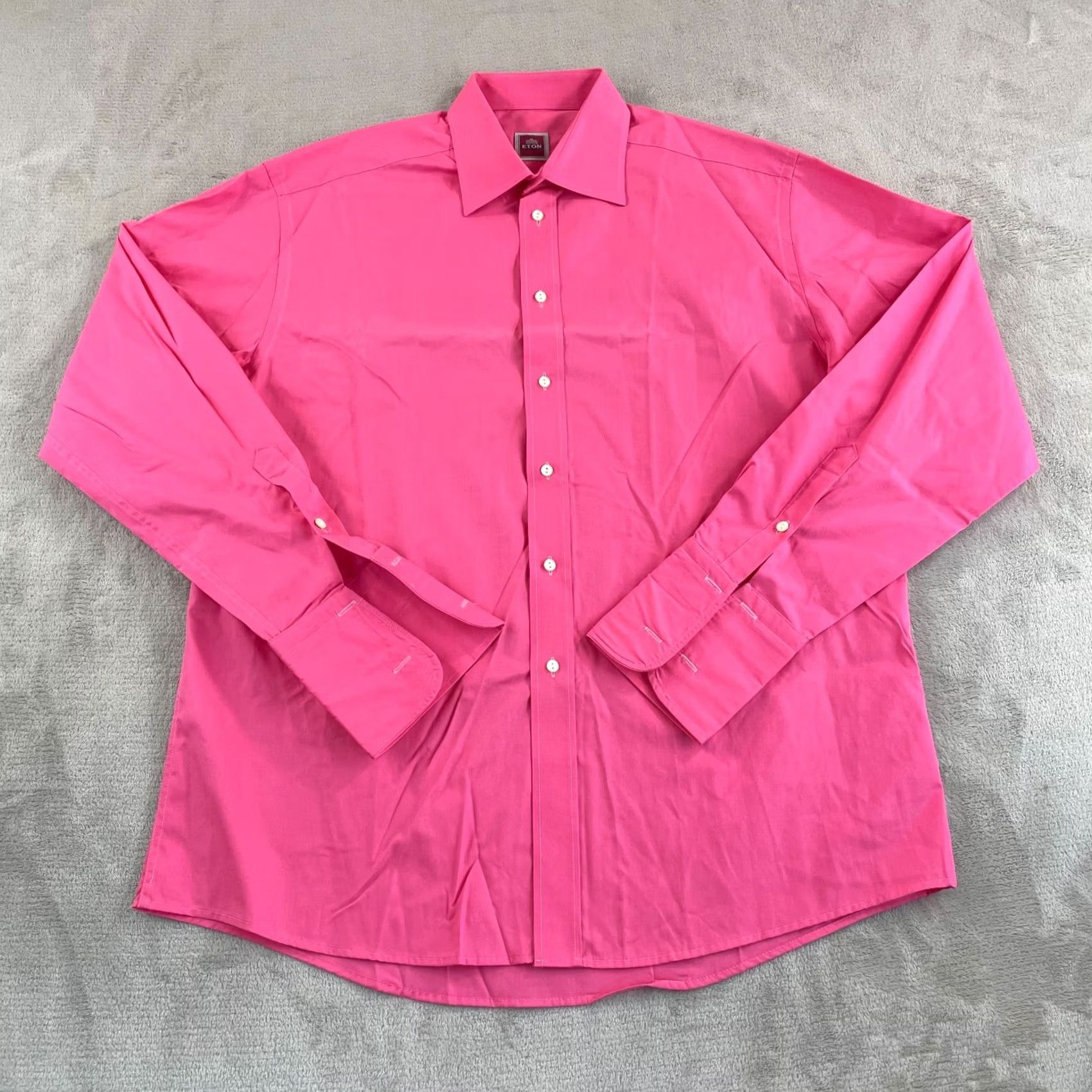 Eton VINTAGE ETON Dress Shirt Men 42 16.5 Pink French Cuff Designer Long Sleeve NWOT Size 46R - 3 Thumbnail