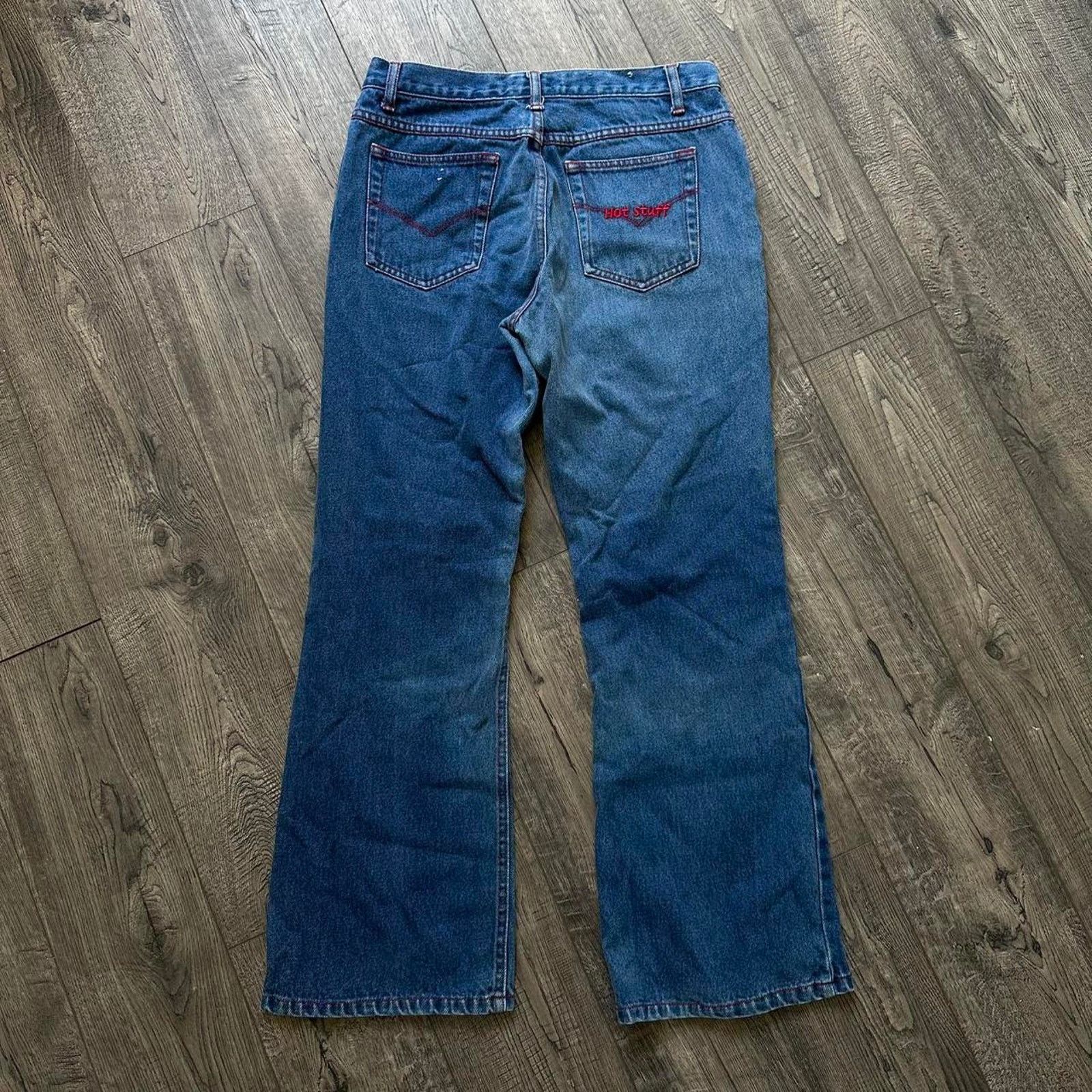 Vintage Cute Vintage Y2K Hot Stuff Blue Mom Flare Fire Flame Jean Size 30" / US 8 / IT 44 - 4 Thumbnail