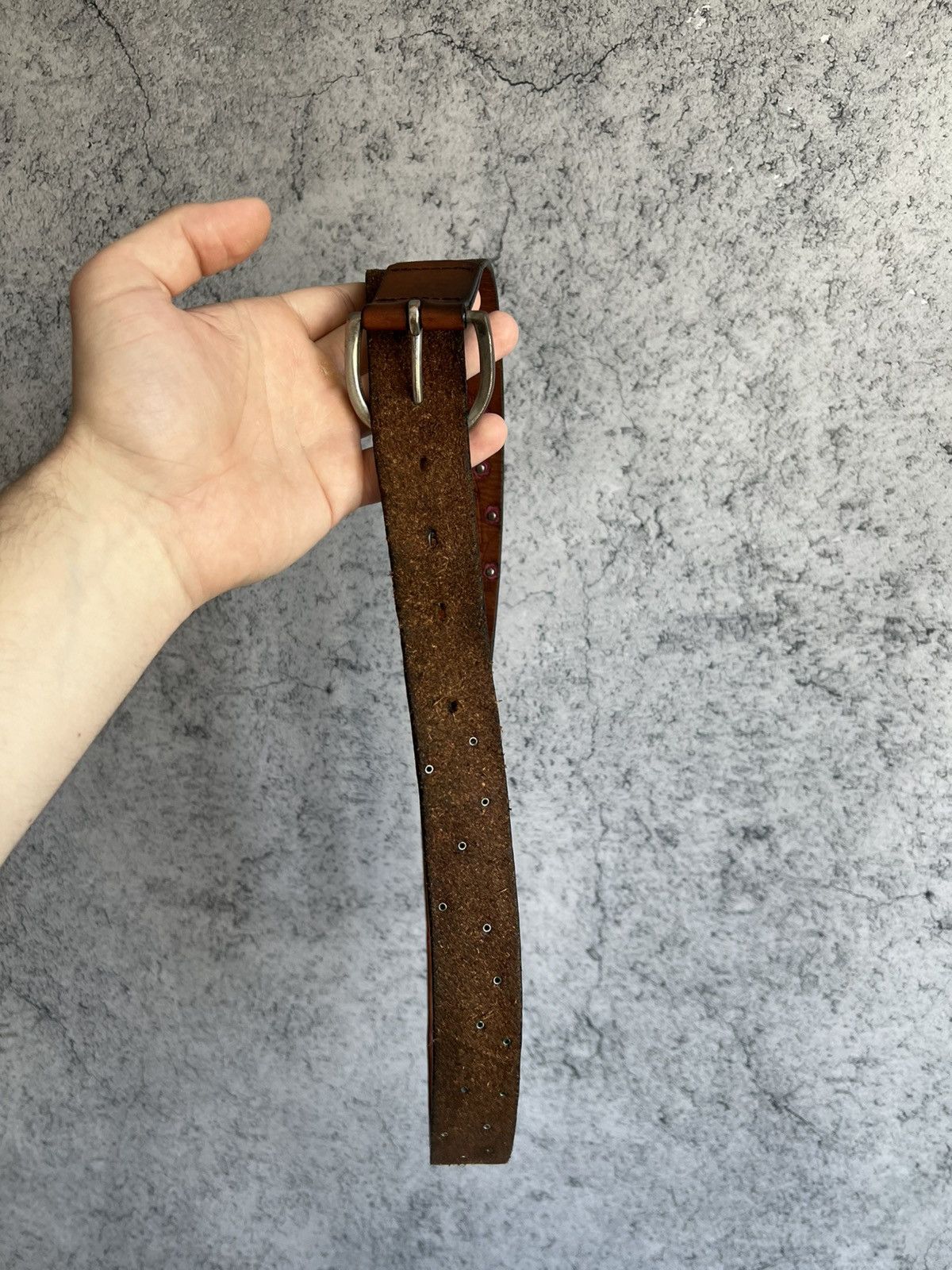 Genuine Leather Vintage Genuine Leather Brown Studded Flower Belt Womens Size ONE SIZE - 7 Thumbnail